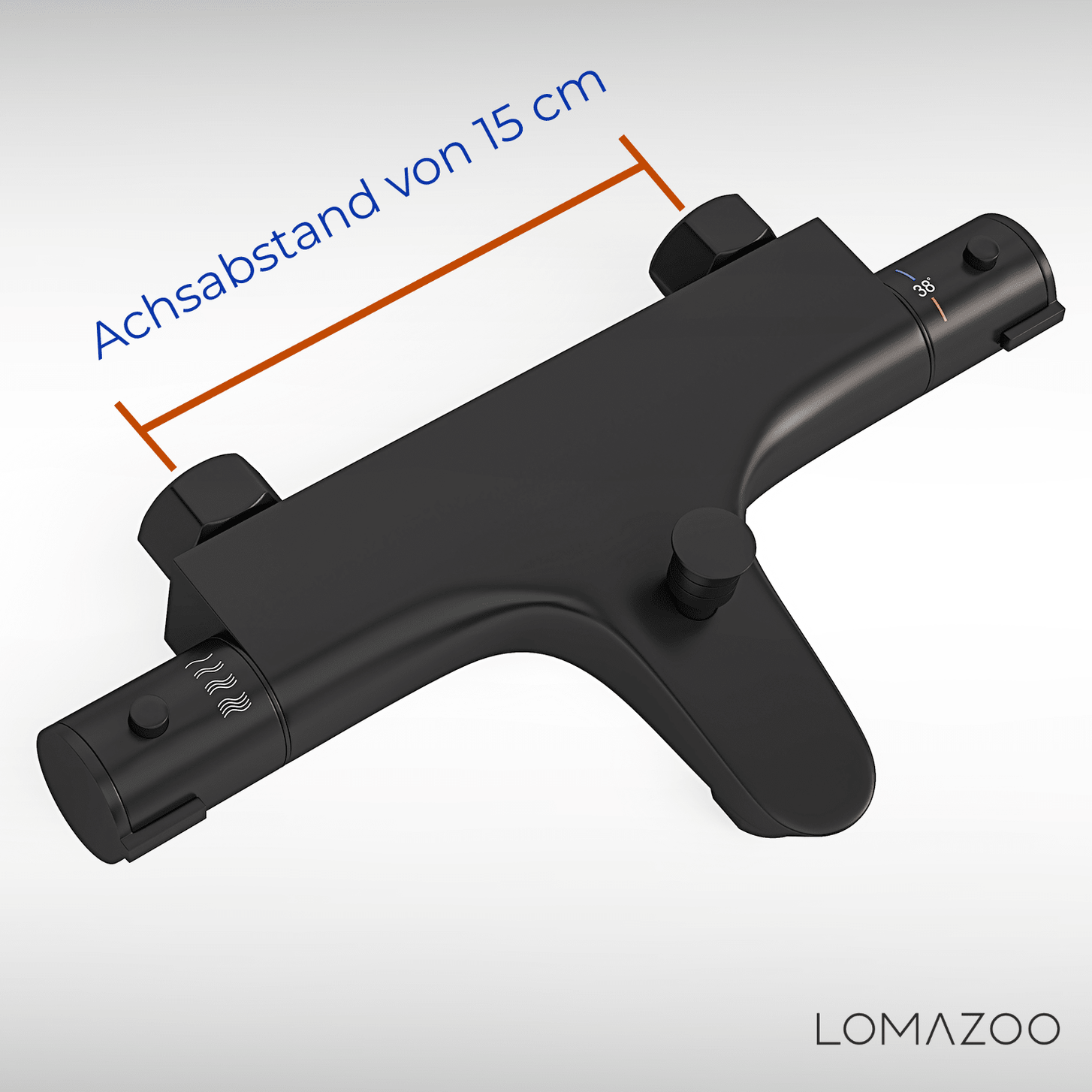Thermostatische badkraan Mat Zwart - 15cm - lomazoo.com