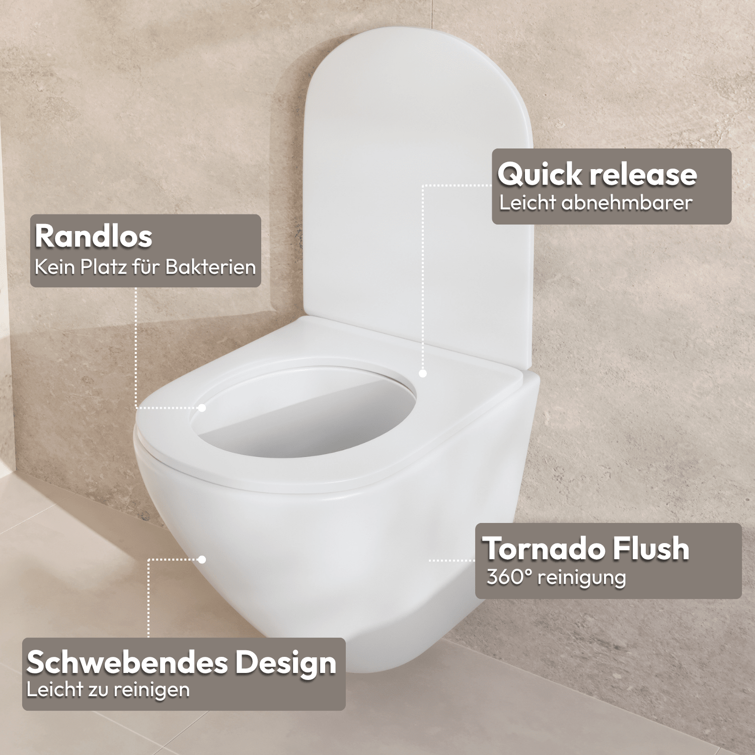 LINEA Hangend Toilet - Wit - Rond - lomazoo.com
