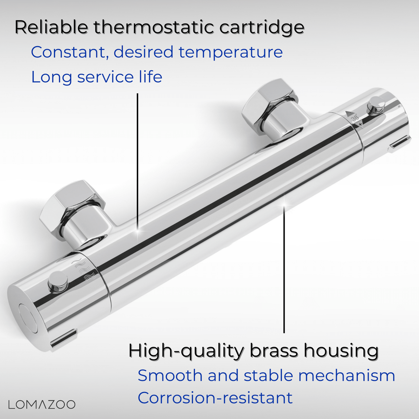 Thermostatische douchekraan Chroom - 12cm - lomazoo.com