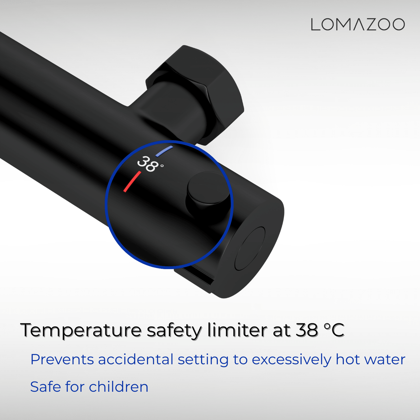 Thermostatische douchekraan Mat Zwart - 12cm - lomazoo.com
