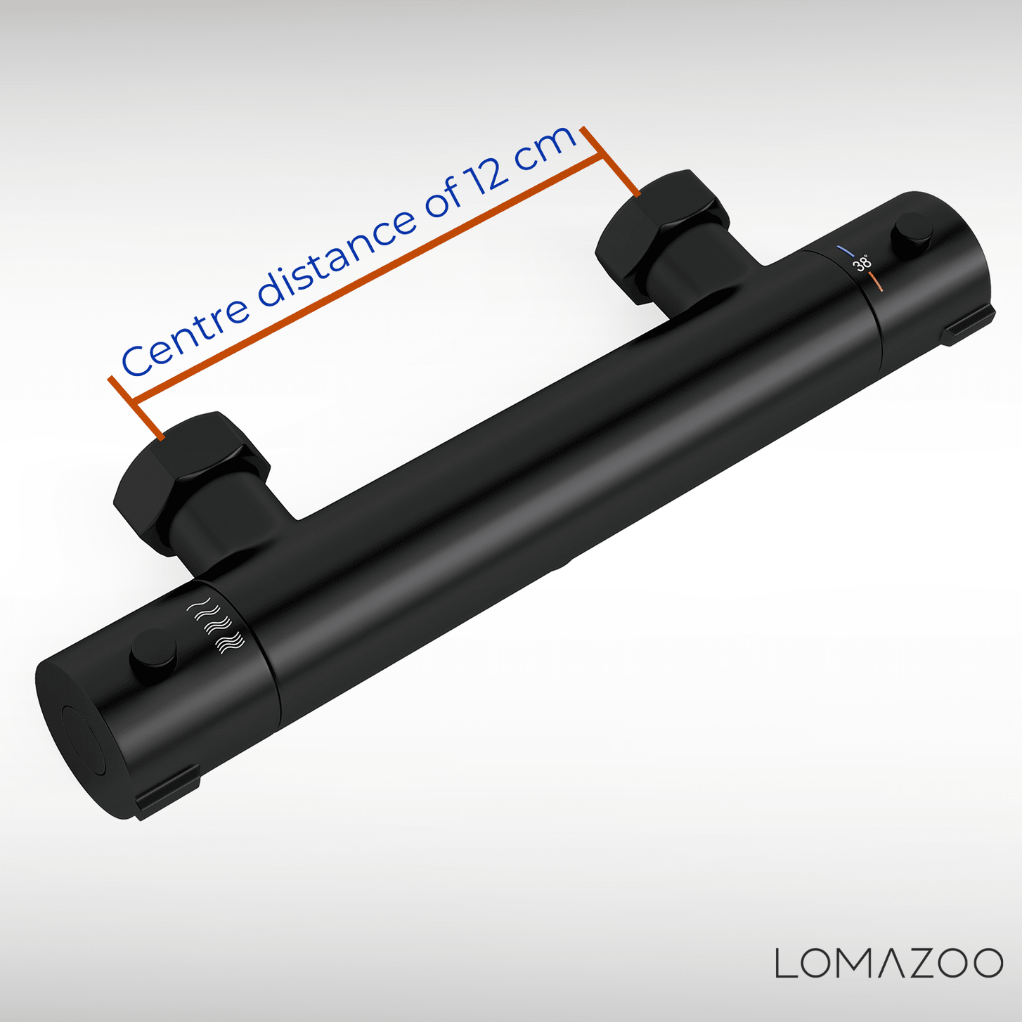Thermostatische douchekraan Mat Zwart - 12cm - lomazoo.com