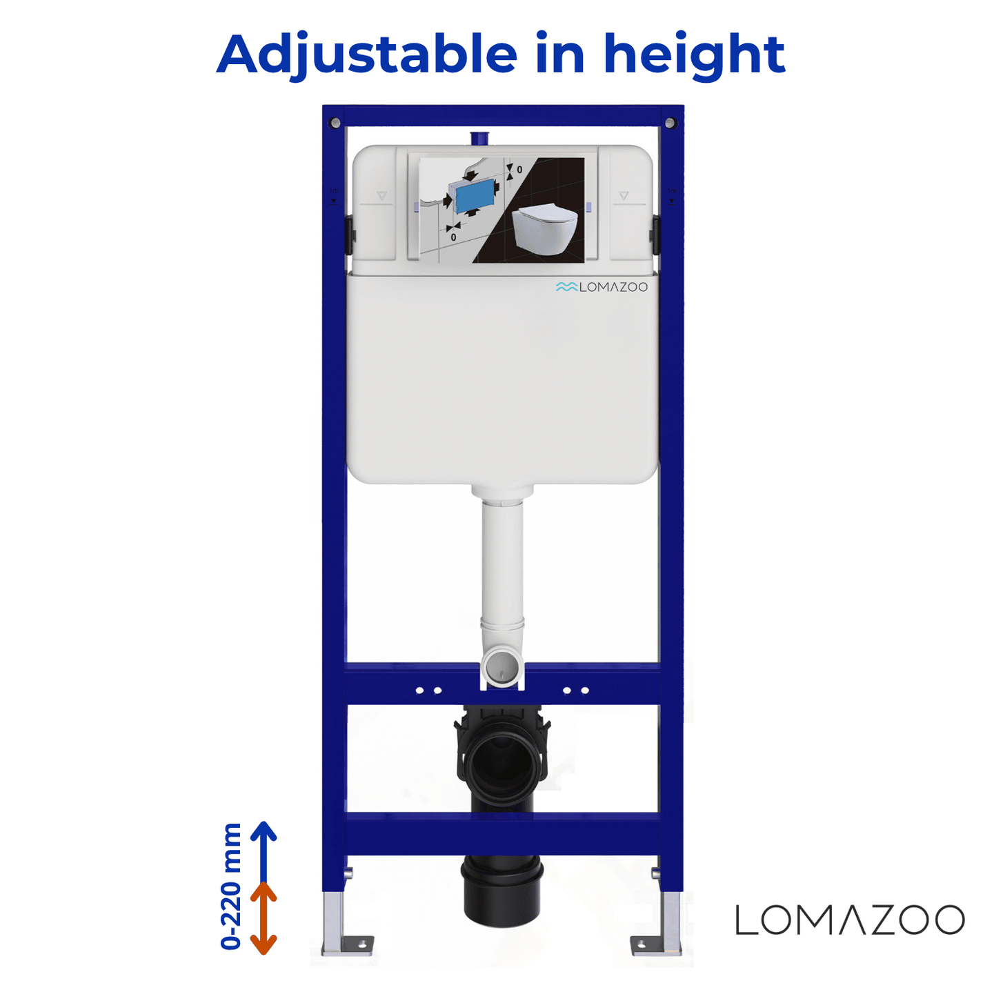 Hangtoilet met Inbouwreservoir - Vierkant Wit - Drukplaat Vierkant Gunmetal - Linea - lomazoo.com