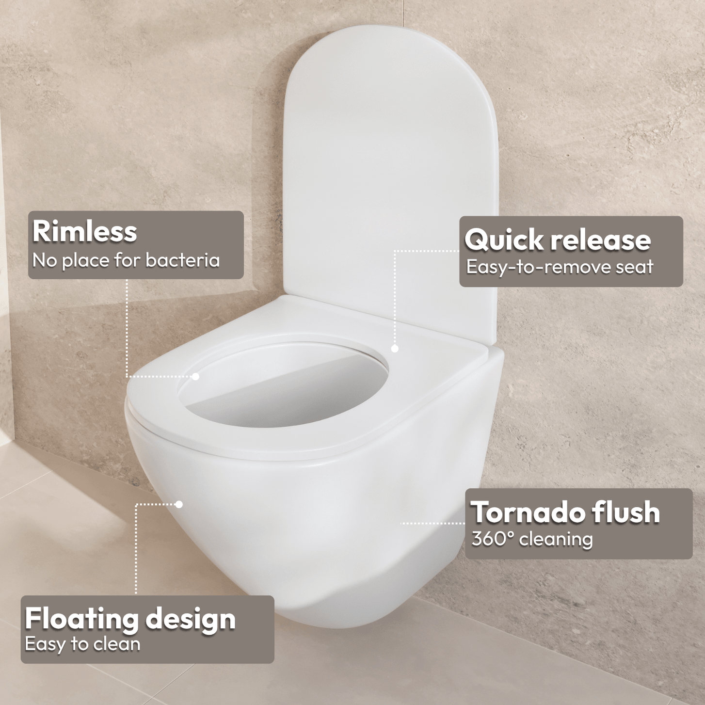 LINEA Hangend Toilet - Wit - Rond - lomazoo.com