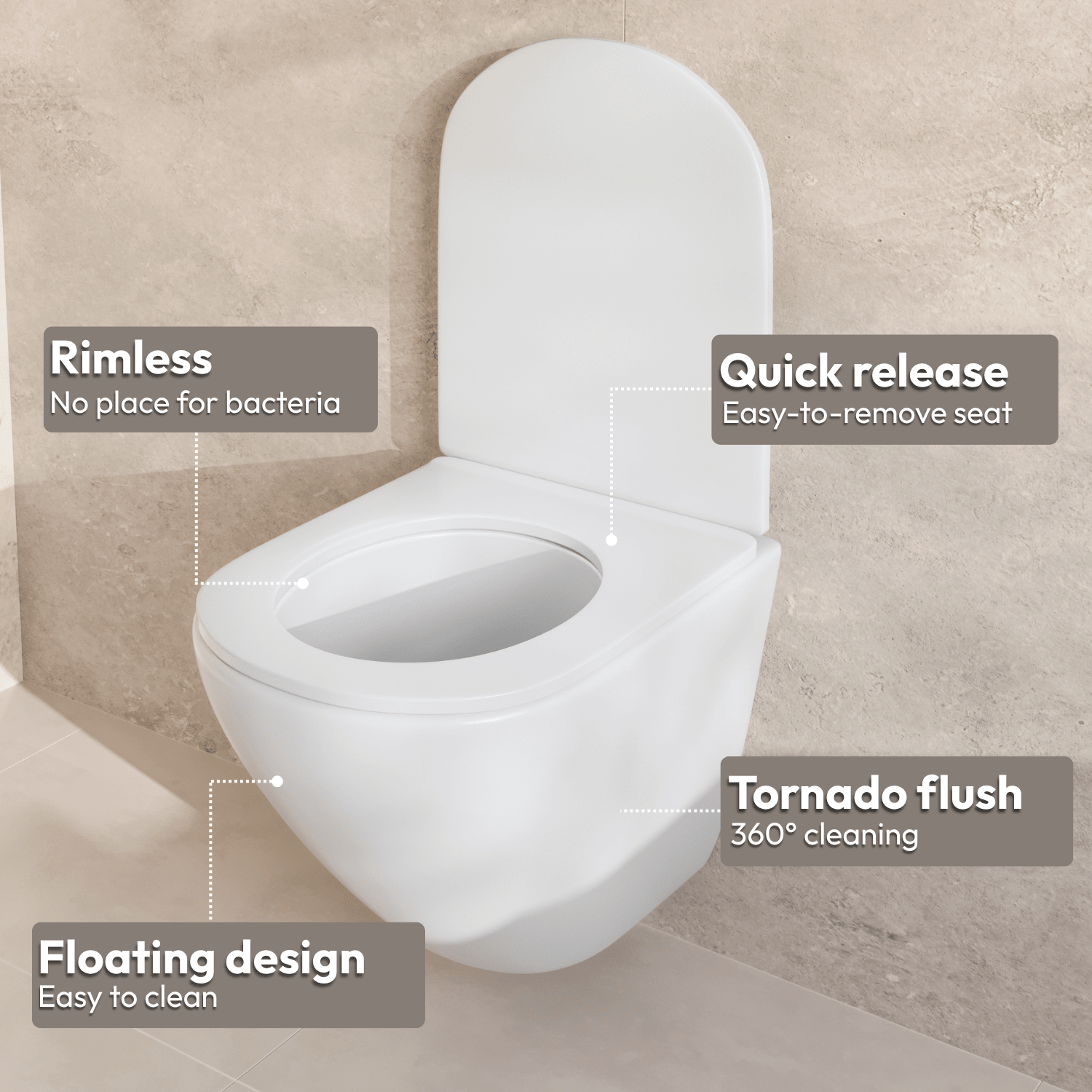 LINEA Hangend Toilet - Wit - Rond - lomazoo.com