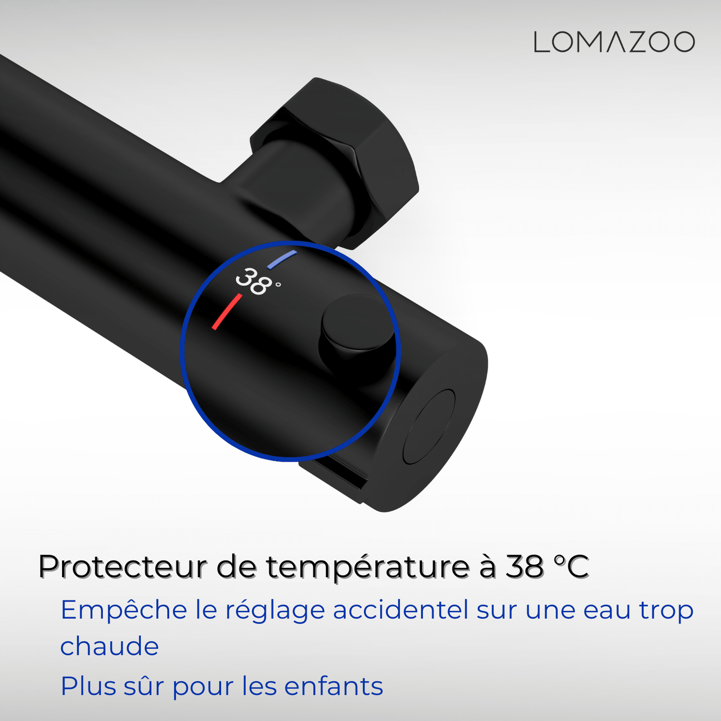 Thermostatische douchekraan Mat Zwart - 12cm - lomazoo.com