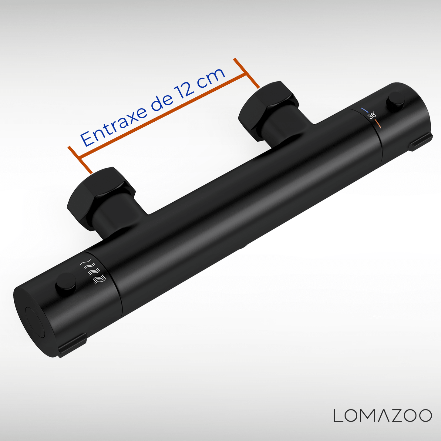 Thermostatische douchekraan Mat Zwart - 12cm - lomazoo.com