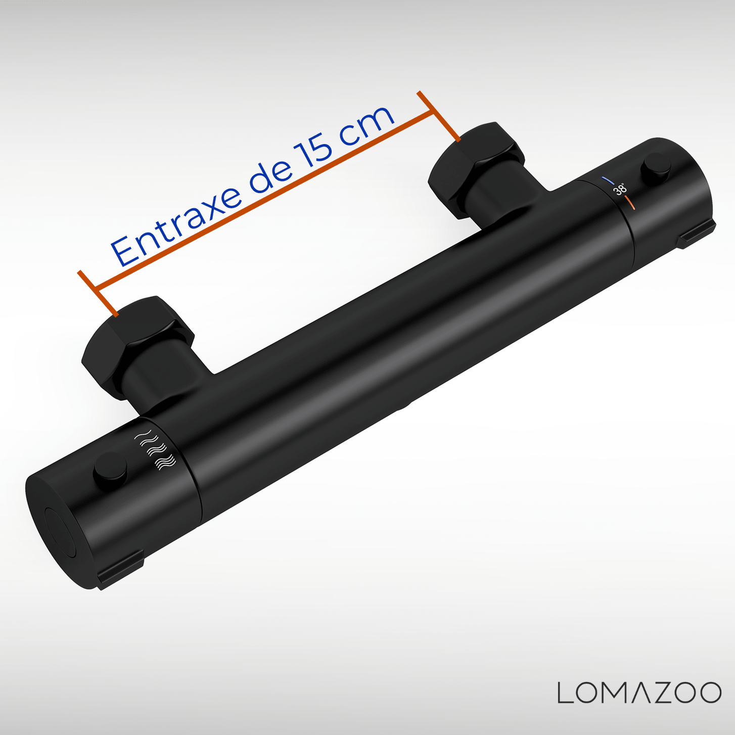 Thermostatische douchekraan Mat Zwart - 15cm - lomazoo.com