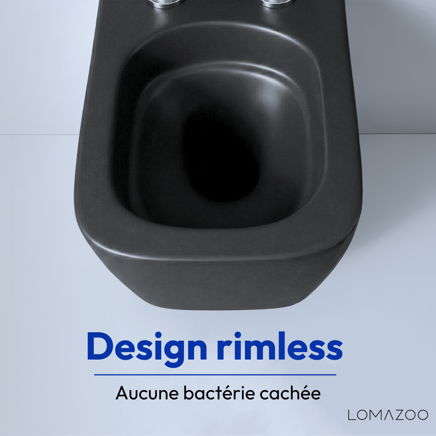 Hangtoilet met Inbouwreservoir - Vierkant Zwart - Drukplaat Rond Chroom - Linea - lomazoo.com