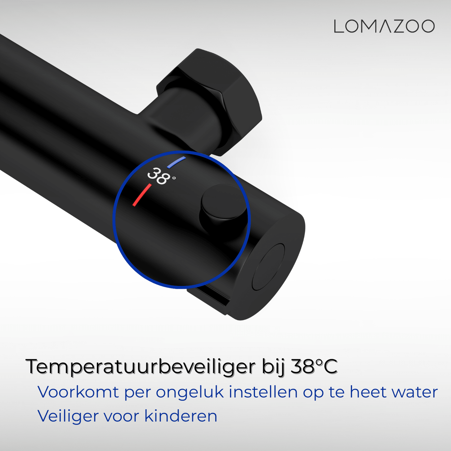 Thermostatische douchekraan Mat Zwart - 12cm - lomazoo.com