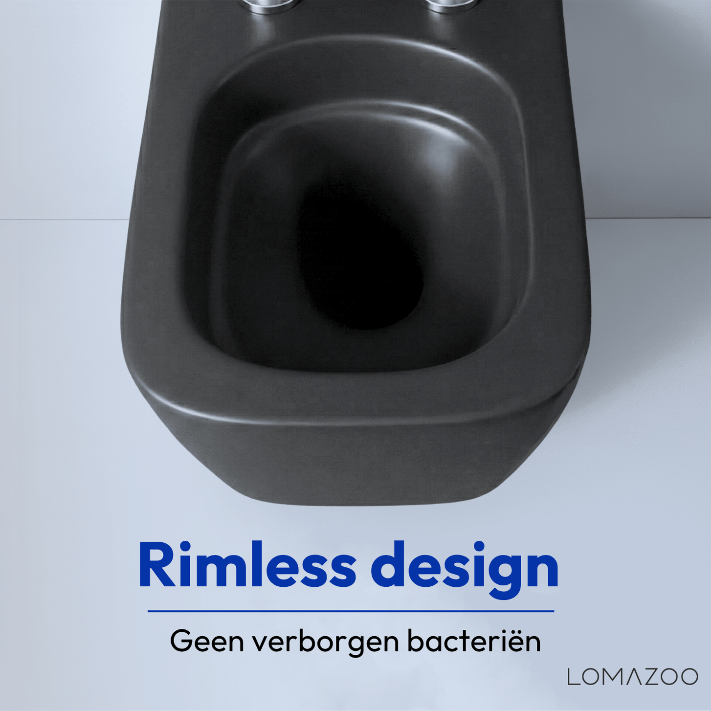 Hangtoilet met Inbouwreservoir - Vierkant Zwart - Drukplaat Rond Goud - Linea - lomazoo.com