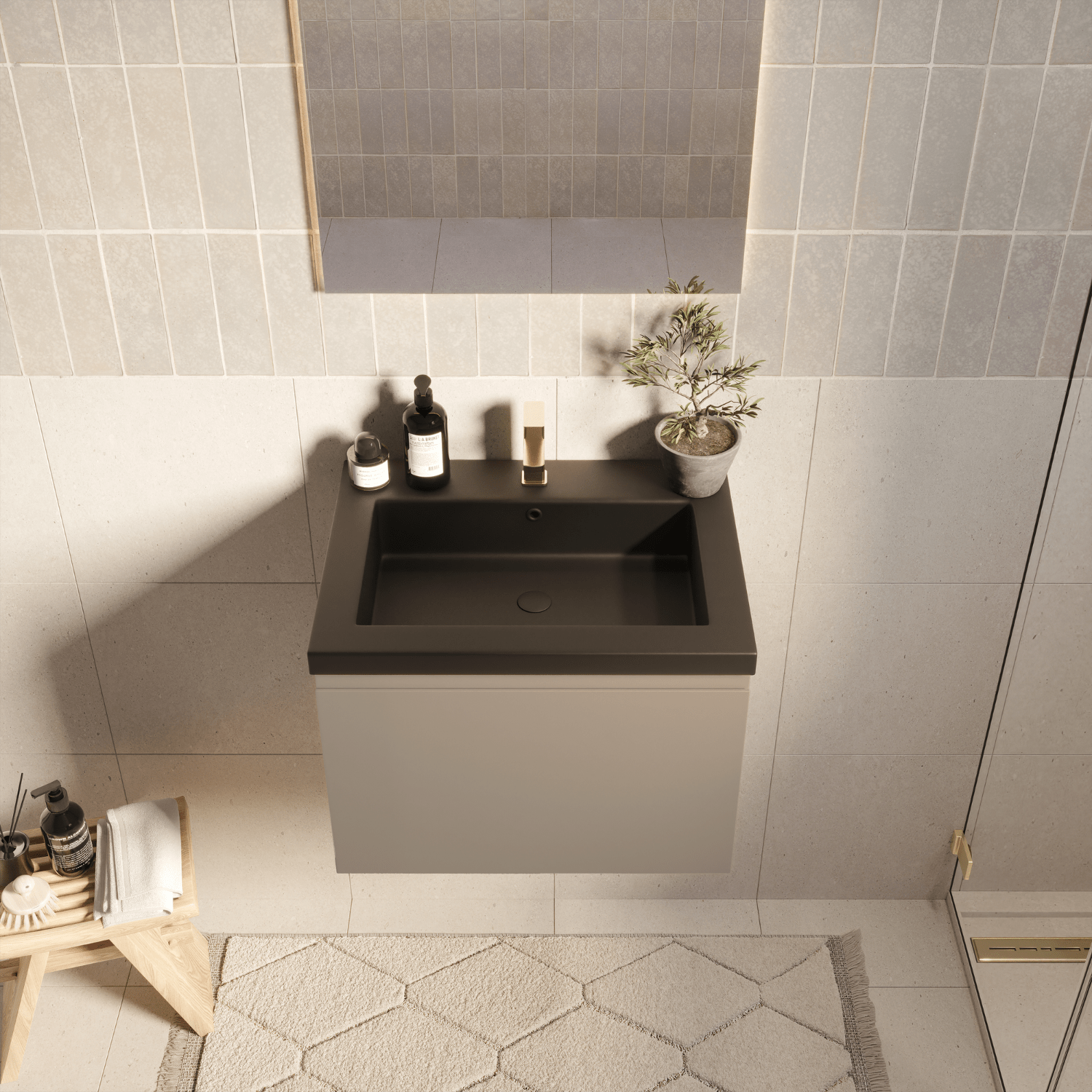 MODENA Greige - Wastafel Zwart - 60cm - lomazoo.com