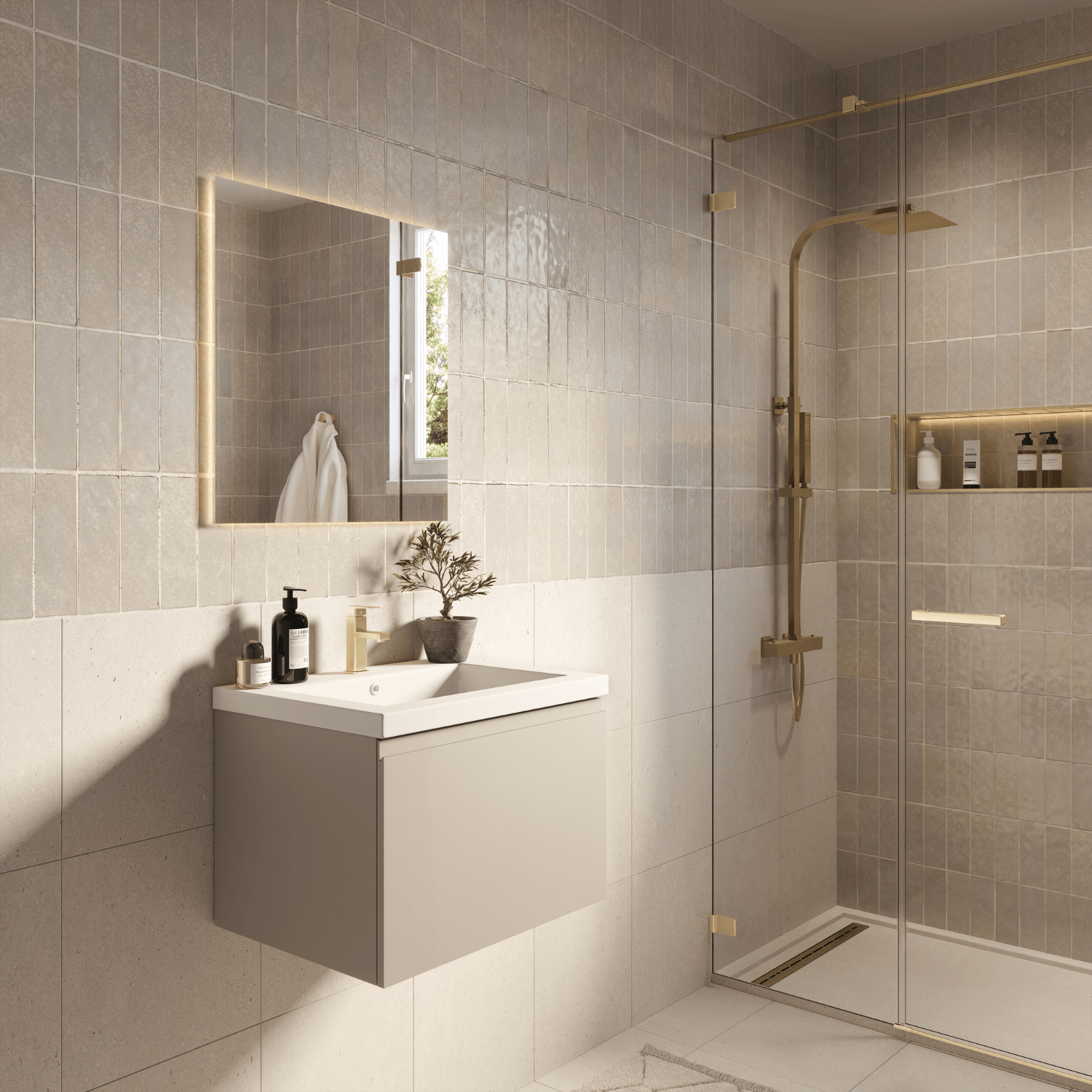 MODENA Greige - Wastafel Wit - 60cm - lomazoo.com