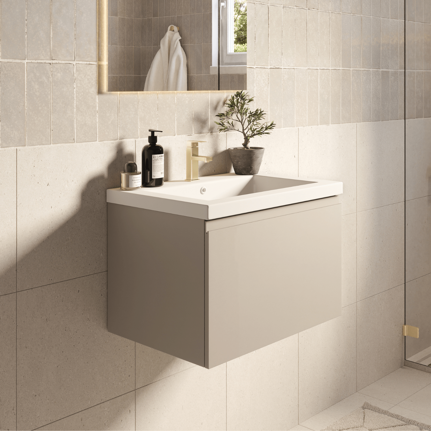 MODENA Greige - Wastafel Wit - 60cm - lomazoo.com