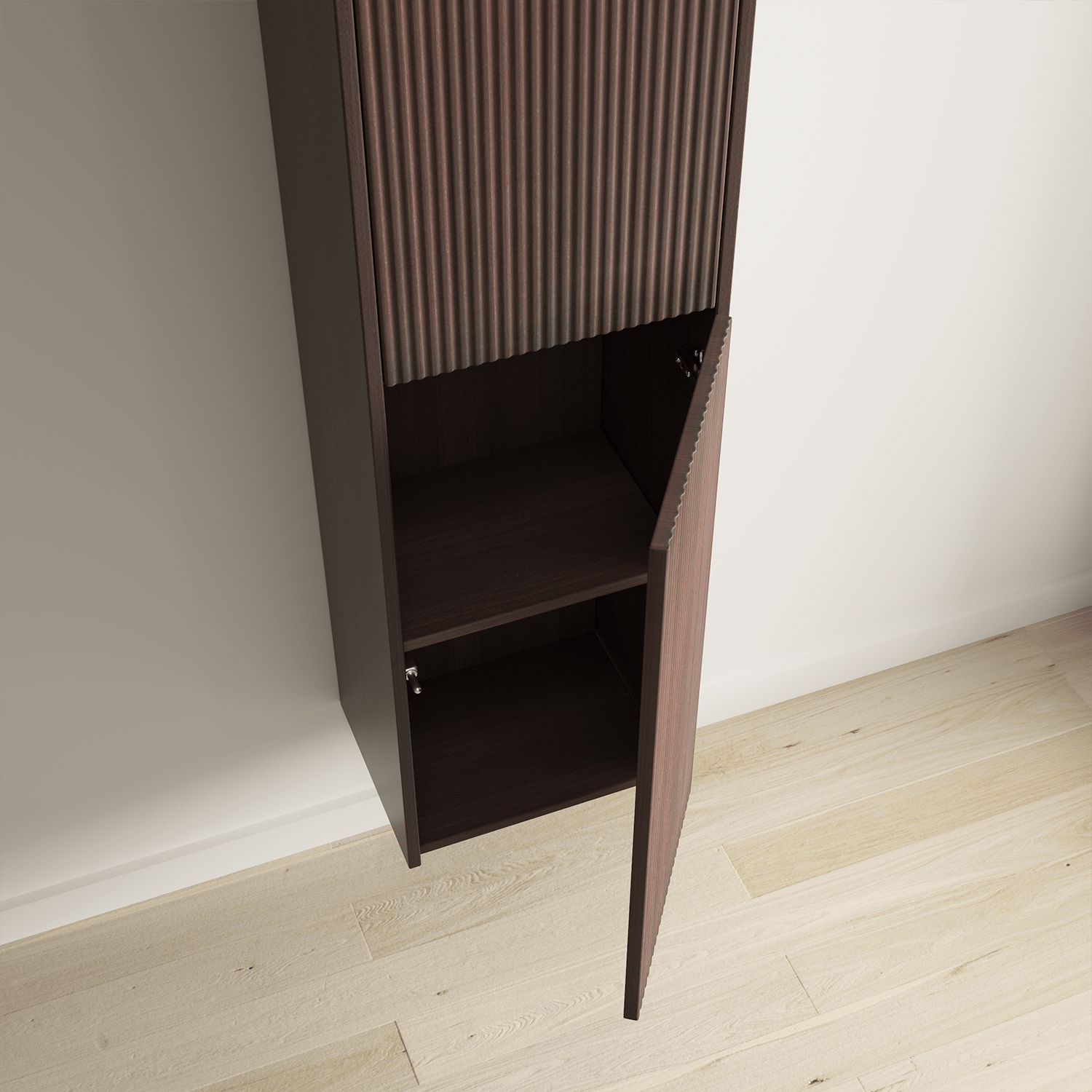 Badmeubelset TROPANI 100 cm - Walnoot - Ribbel front - Waskom Wit - lomazoo.com