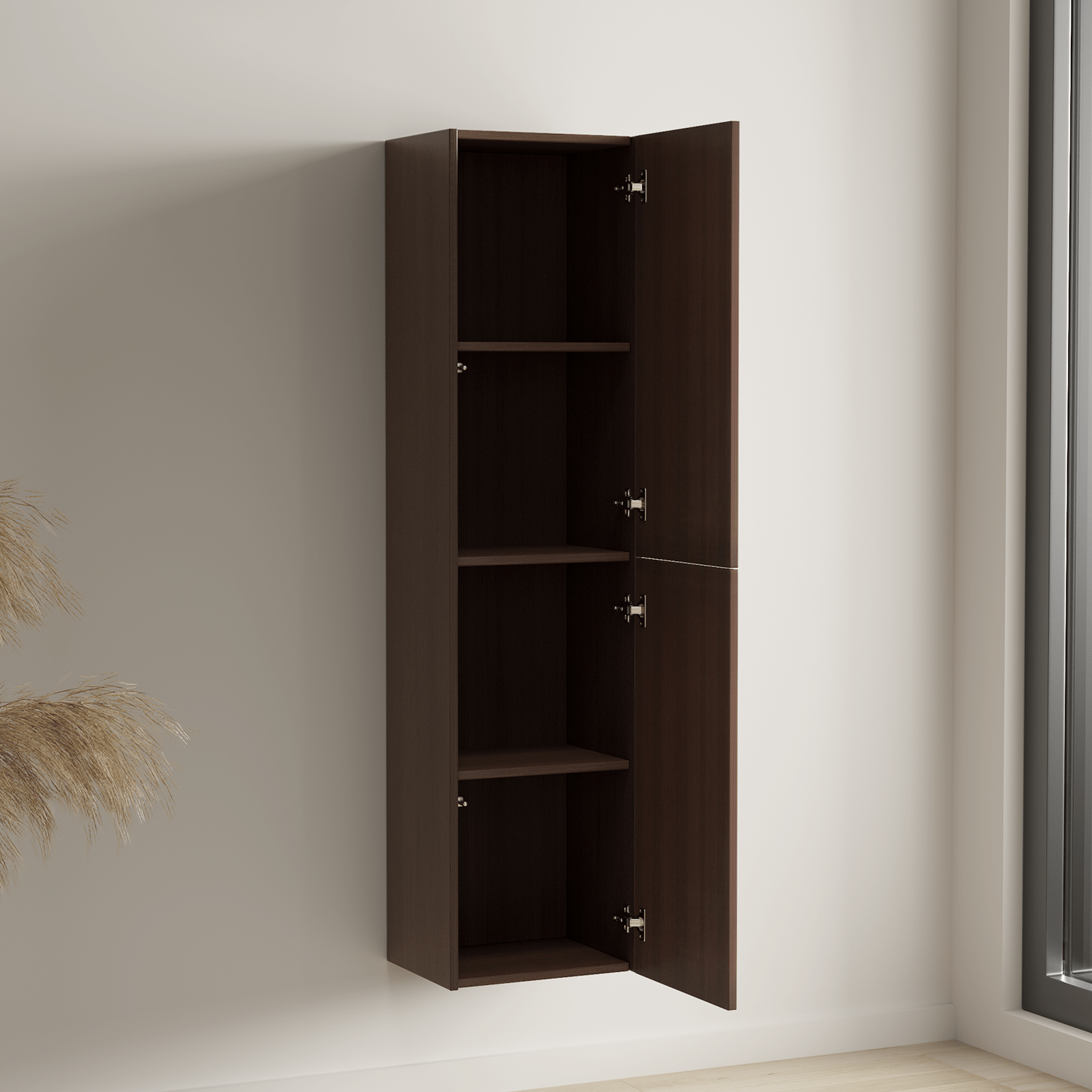 Badmeubelset TROPANI 100 cm - Walnoot - Ribbel front - Waskom Wit - lomazoo.com