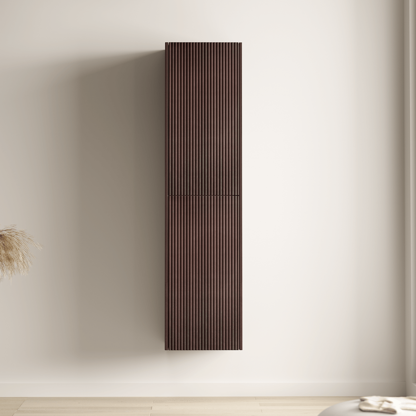 Badmeubelset TROPANI 80 cm - Walnoot - Ribbel front - Waskom Wit - lomazoo.com