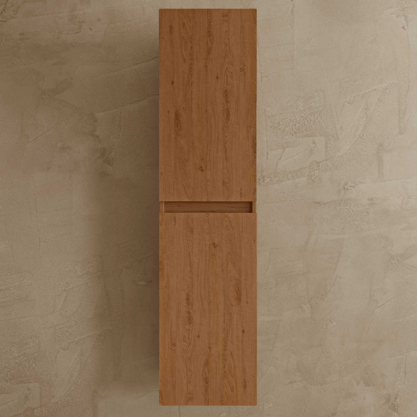 Badmeubelset VERONA 80 cm - Met Kolomkast - Warm Eiken - Wastafel Wit - lomazoo.com