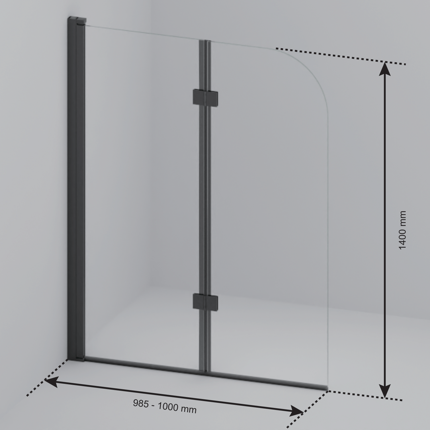 Badwand Caracas 100 x 140 cm - Zwart - Rookglas Nano Coating - lomazoo.com