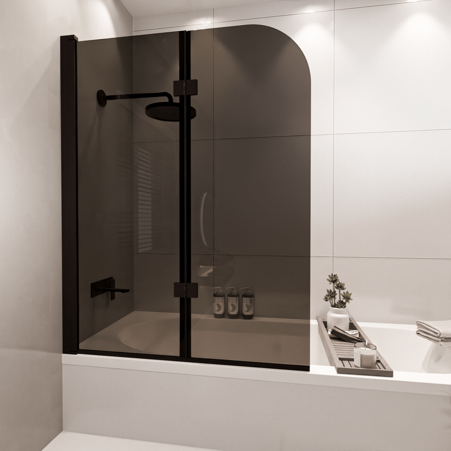 Badwand Caracas 100 x 140 cm - Zwart - Rookglas Nano Coating - lomazoo.com