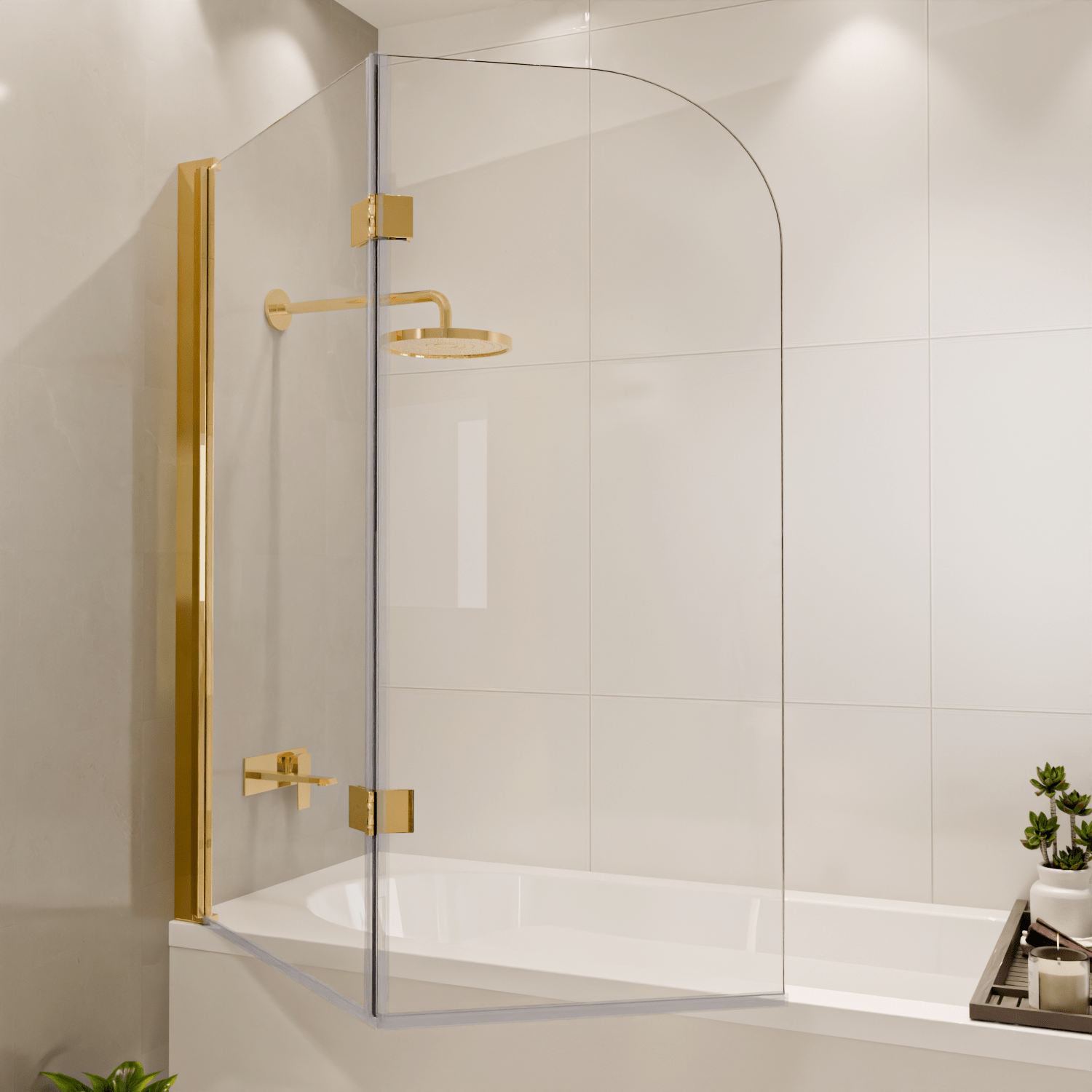 Badwand Caracas 120 x 140 cm - Glanzend Goud - Nano Coating - lomazoo.com