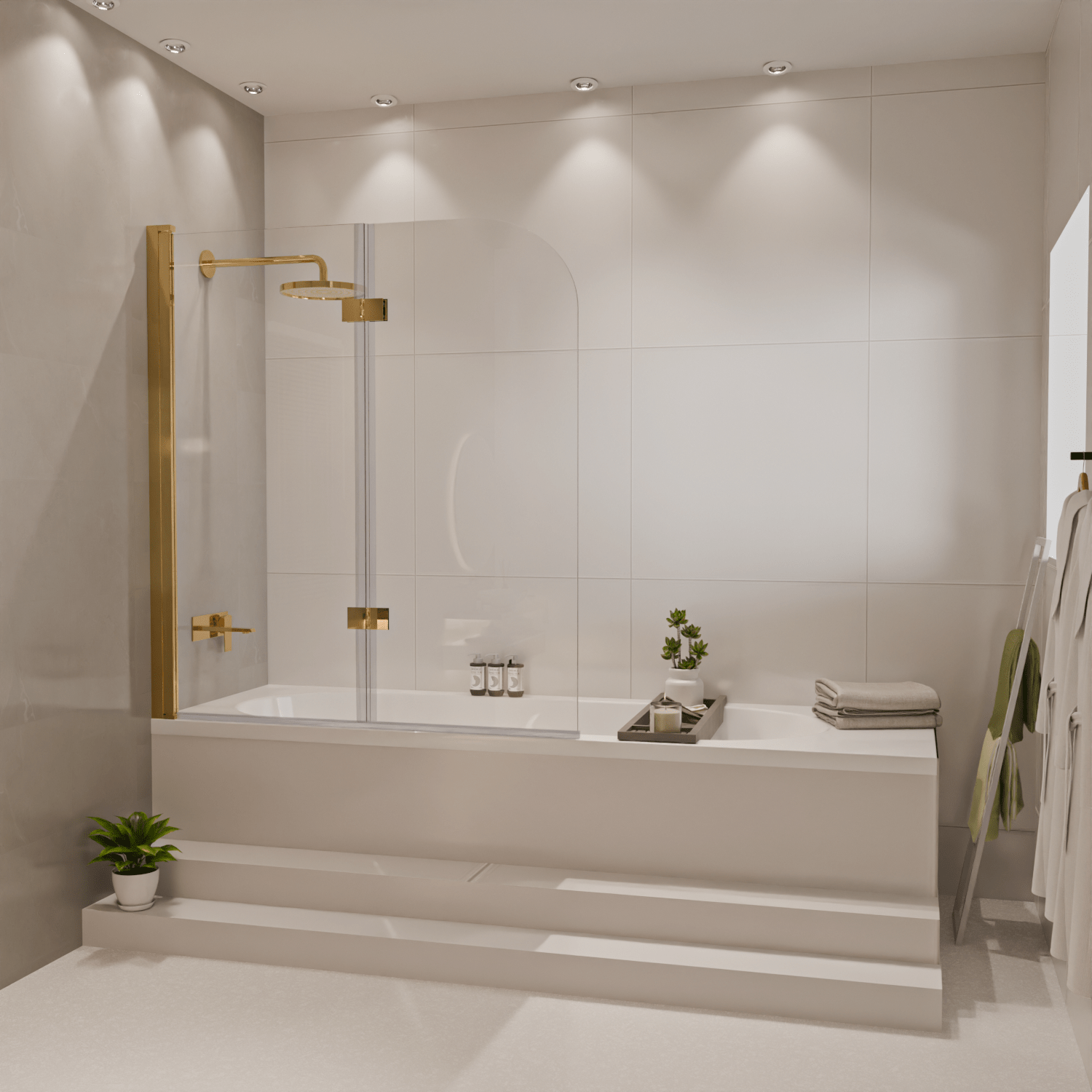 Badwand Caracas 120 x 140 cm - Glanzend Goud - Nano Coating - lomazoo.com