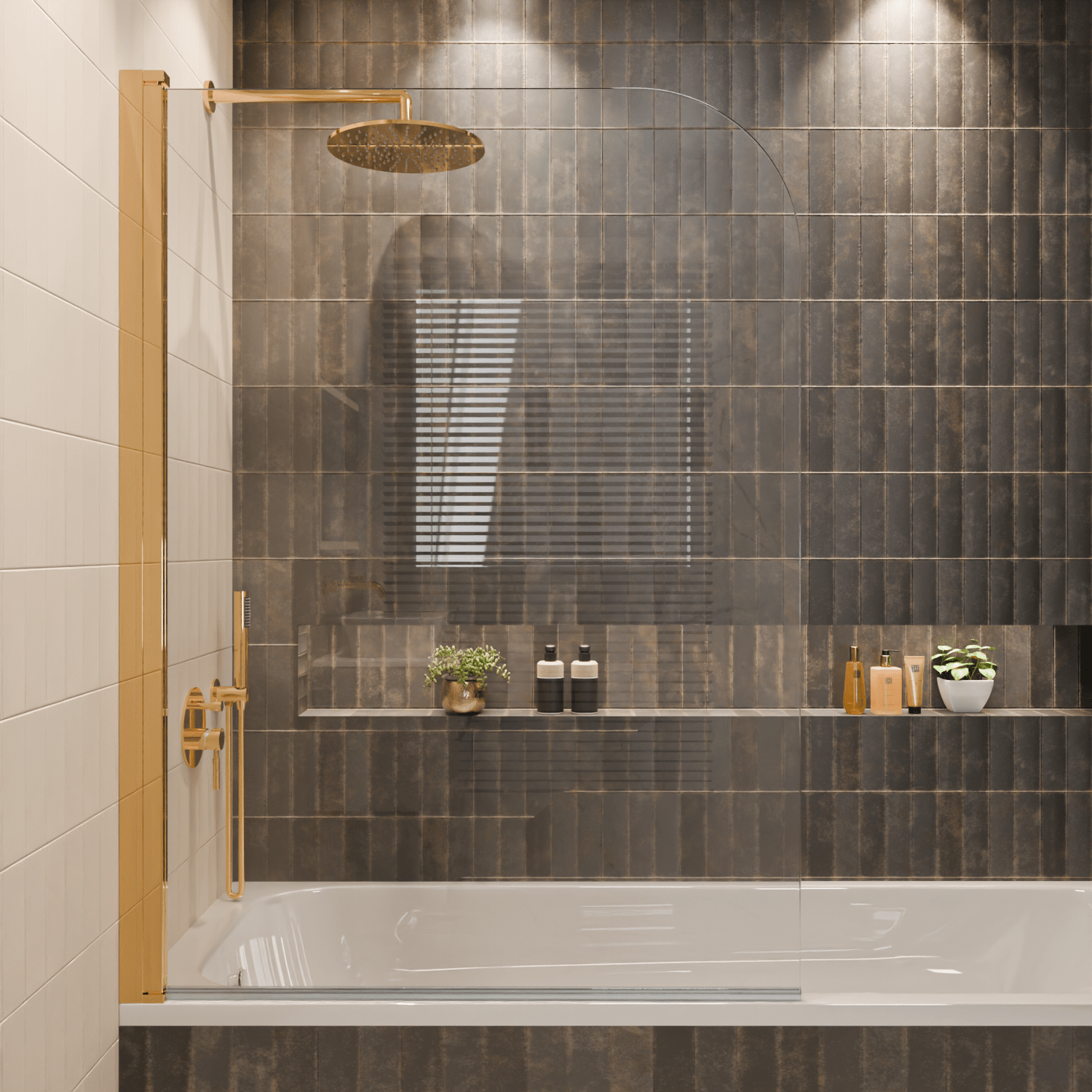 Badwand Palmas 100 x 140 cm - Glanzend Goud - Nano Coating - lomazoo.com