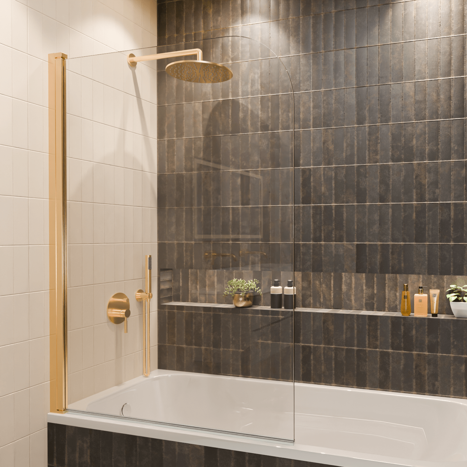 Badwand Palmas 100 x 140 cm - Glanzend Goud - Nano Coating - lomazoo.com