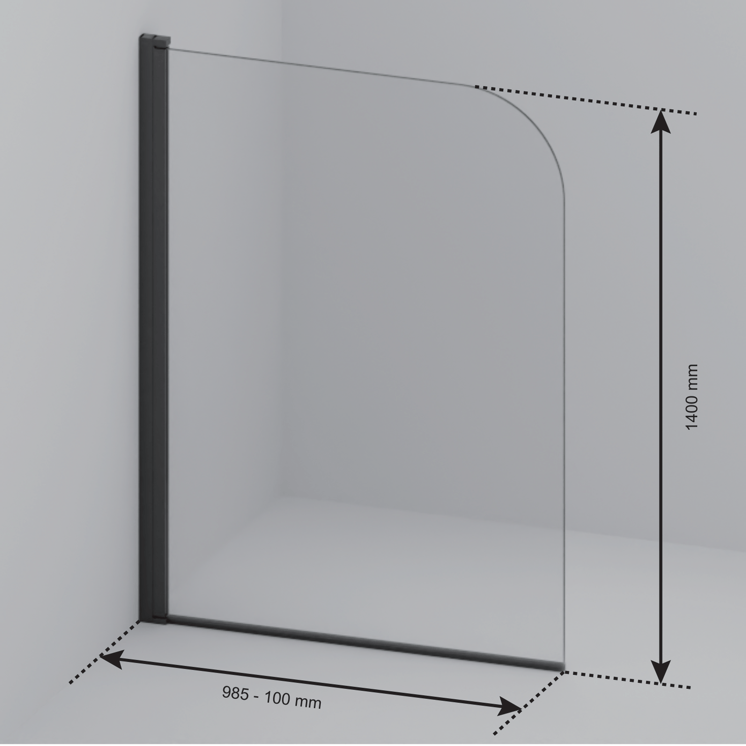 Badwand Palmas 100 x 140 cm - Zwart - Rookglas Nano Coating - lomazoo.com
