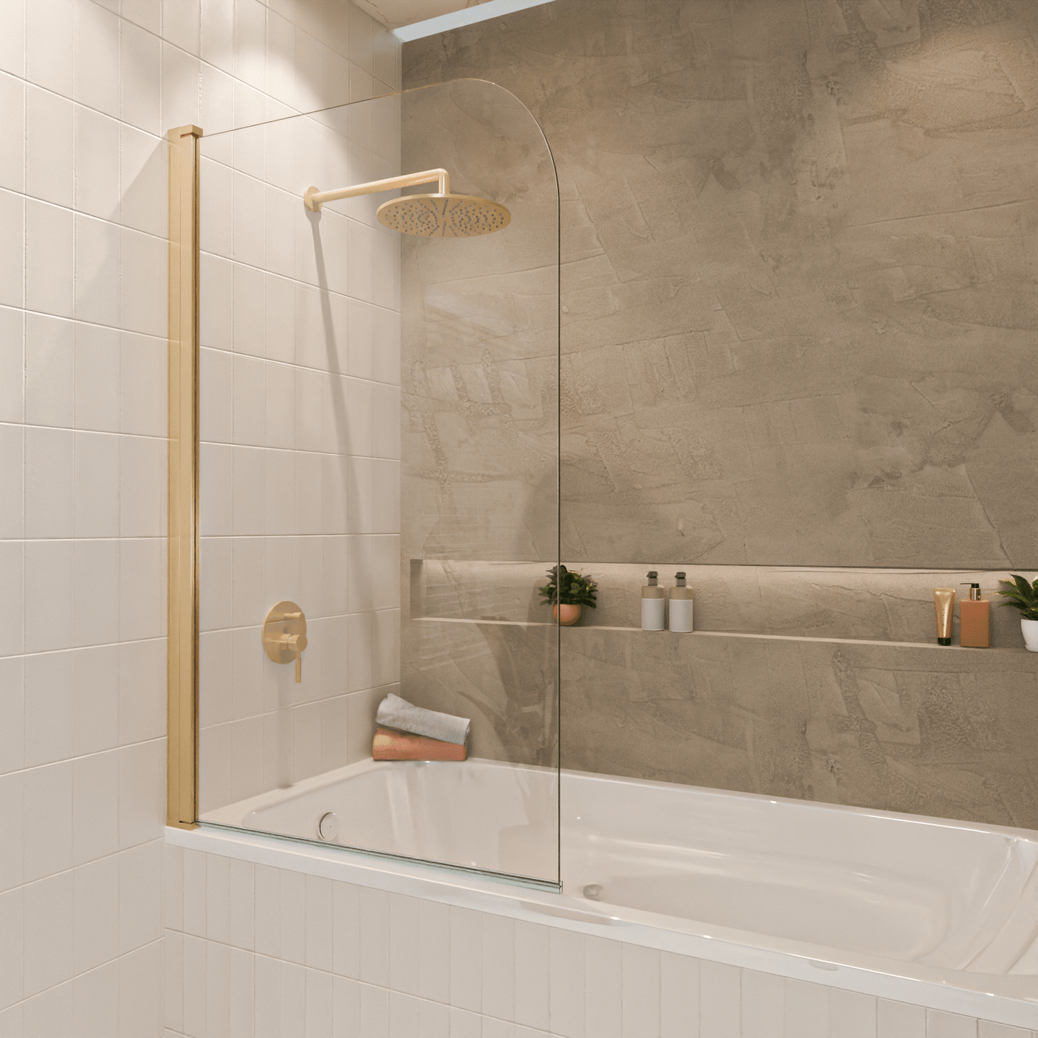 Badwand Palmas 80 x 140 cm - Glanzend Goud - Nano Coating - lomazoo.com