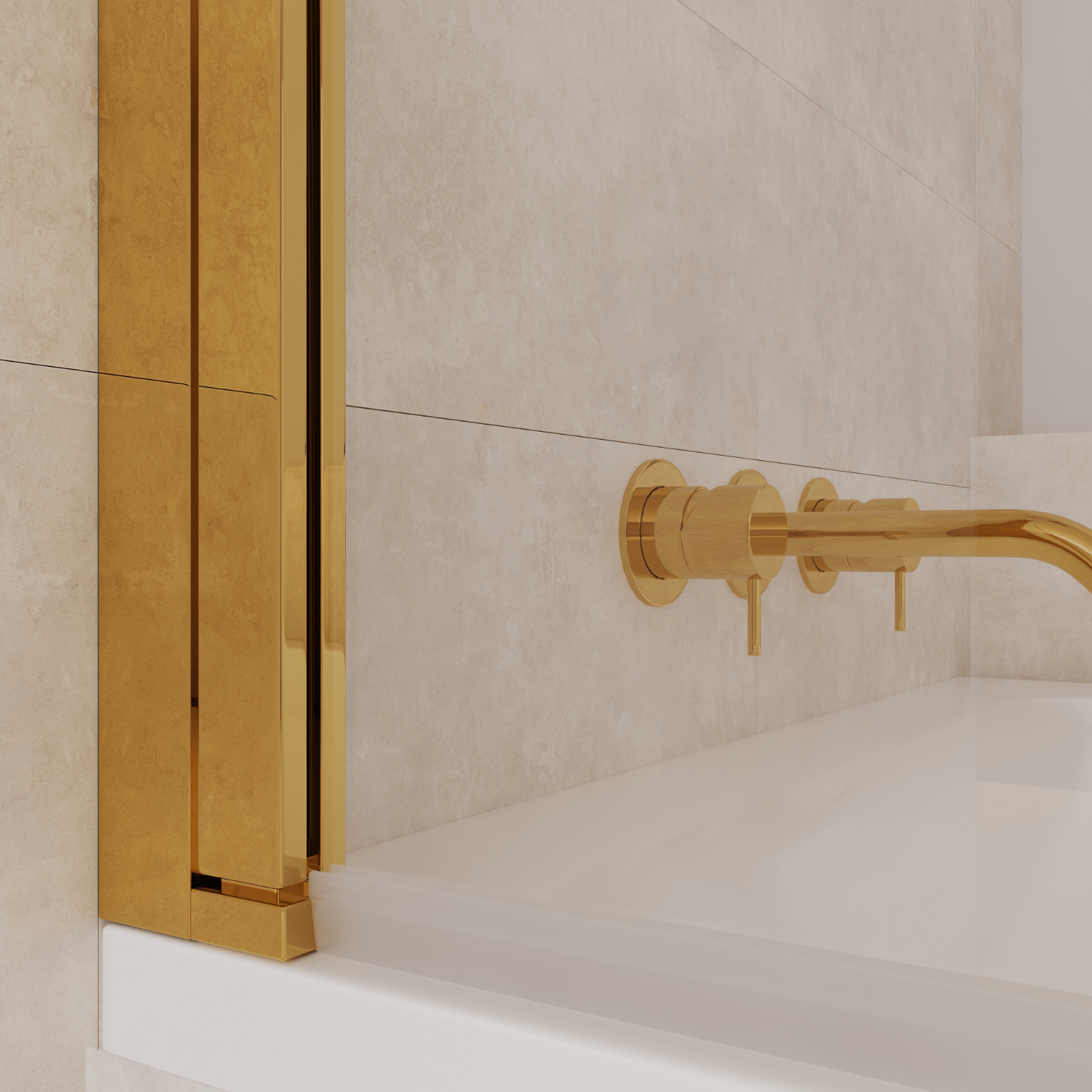 Badwand Palmas 80 x 140 cm - Glanzend Goud - Nano Coating - lomazoo.com