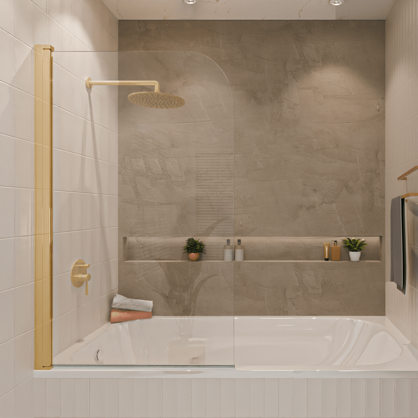 Badwand Palmas 80 x 140 cm - Glanzend Goud - Nano Coating - lomazoo.com