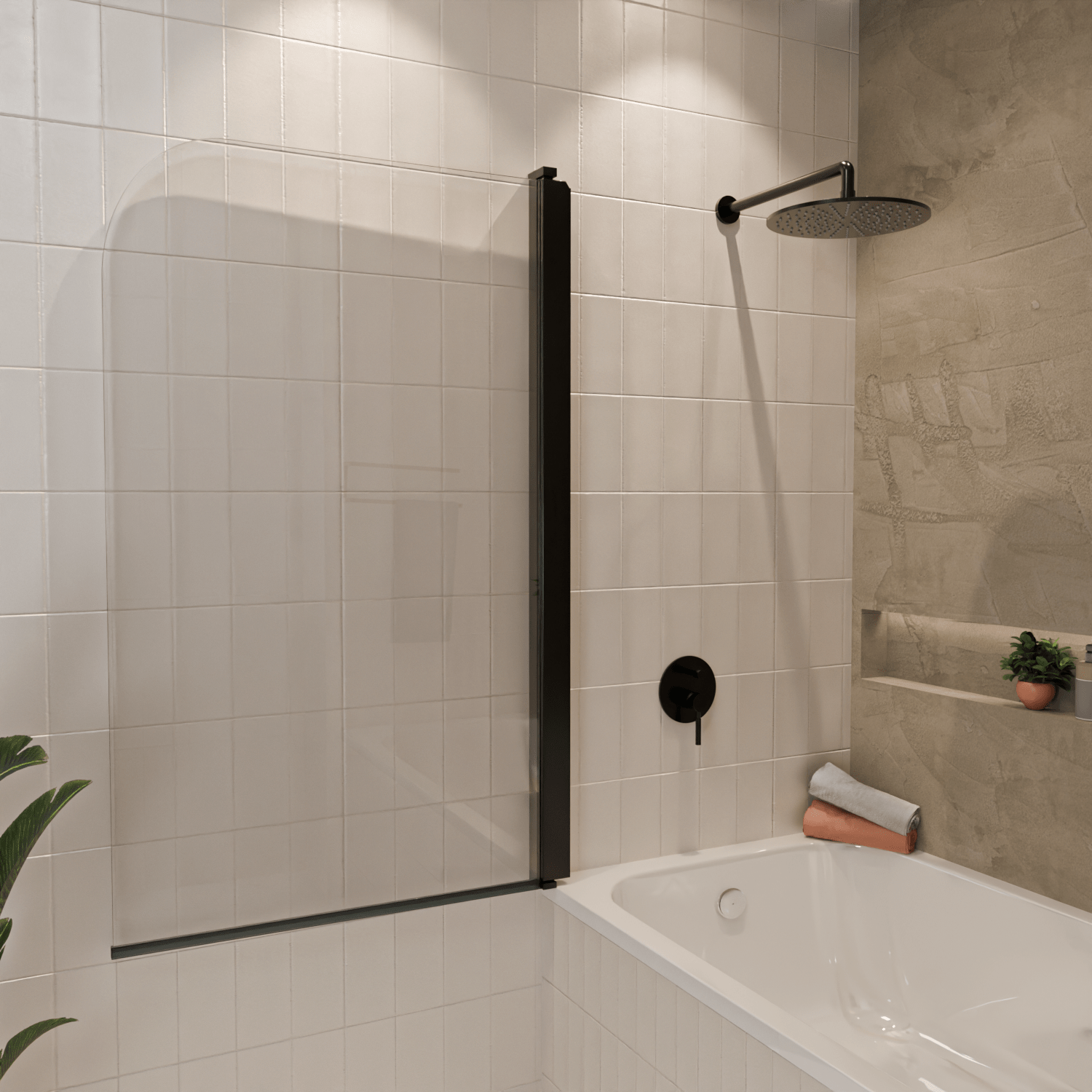 Badwand Palmas 80 x 140 cm - Zwart - Nano Coating - lomazoo.com