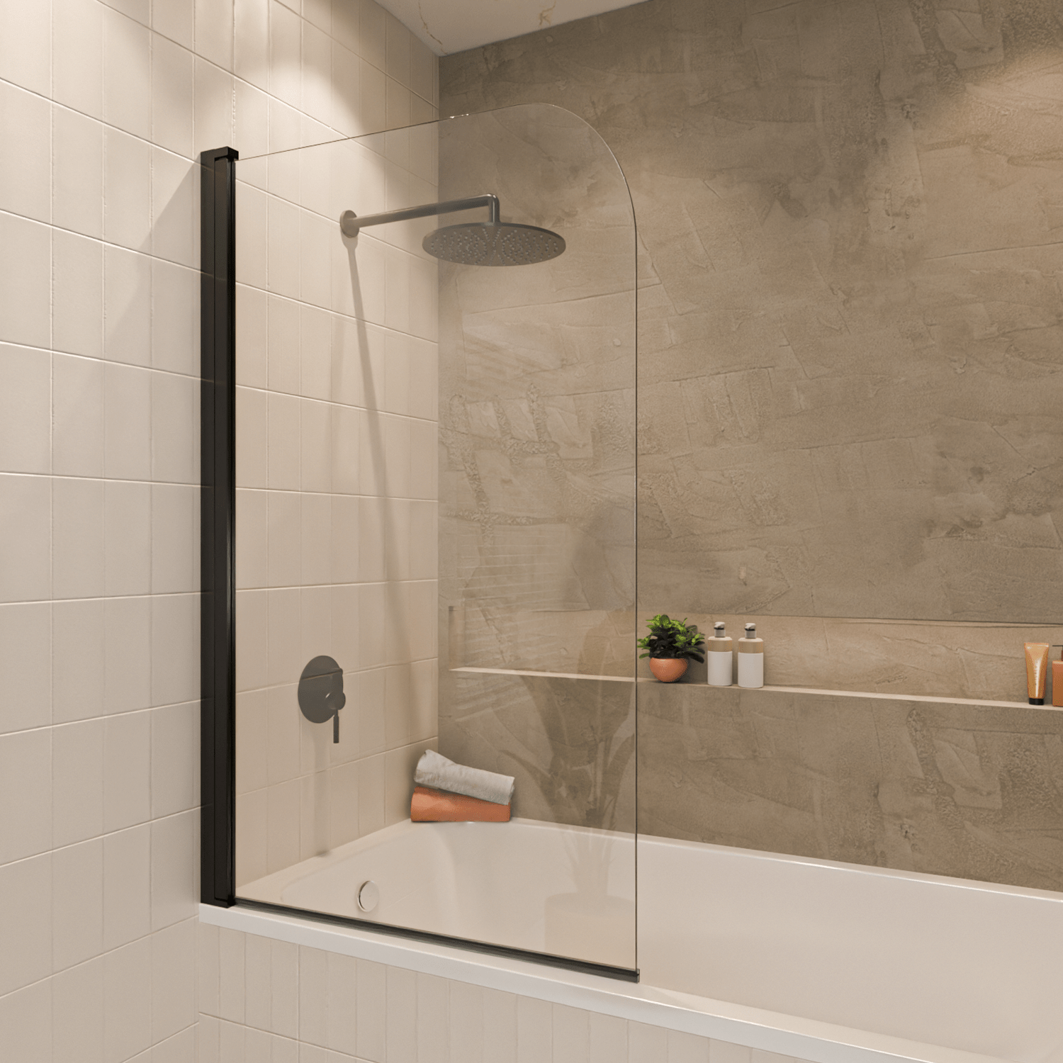 Badwand Palmas 80 x 140 cm - Zwart - Nano Coating - lomazoo.com