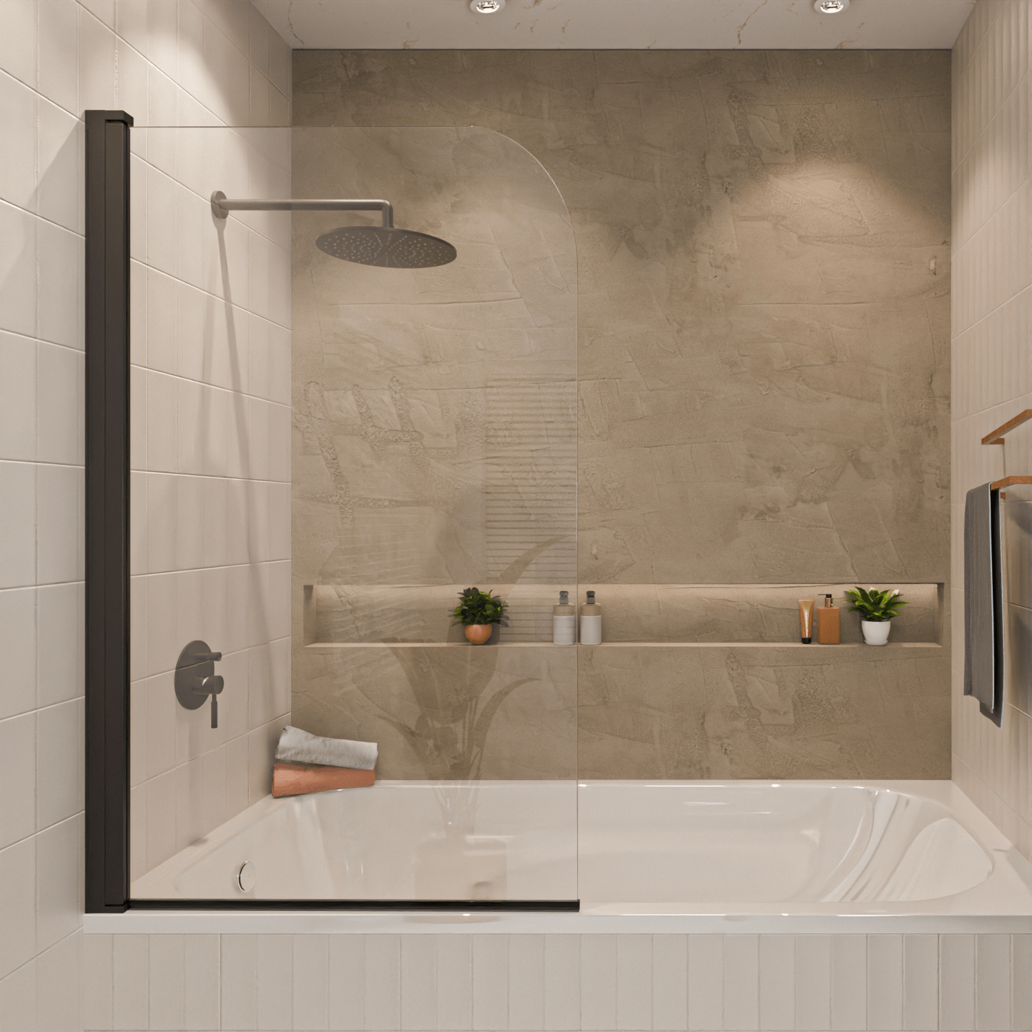 Badwand Palmas 80 x 140 cm - Zwart - Nano Coating - lomazoo.com