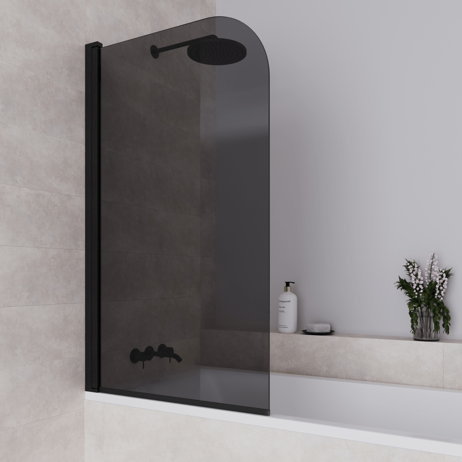 Badwand Palmas 80 x 140 cm - Zwart - Rookglas Nano Coating - lomazoo.com