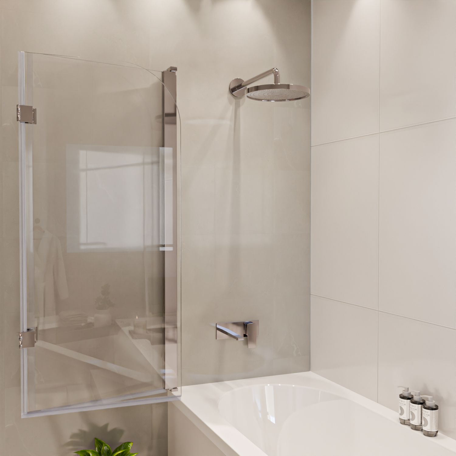 Badwand Caracas 120 x 140 cm - Chroom - Nano Coating
