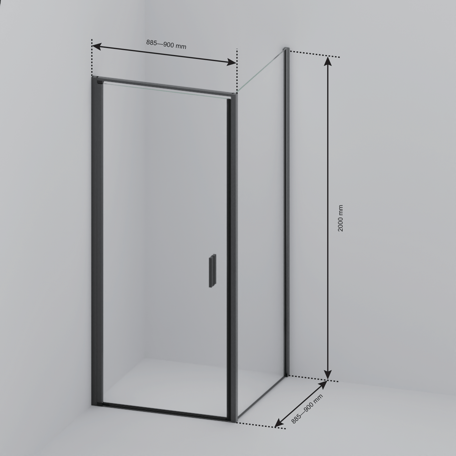 Douchecabine Bogota 90 x 90 x 200 cm - Zwart - Nano Coating - lomazoo.com
