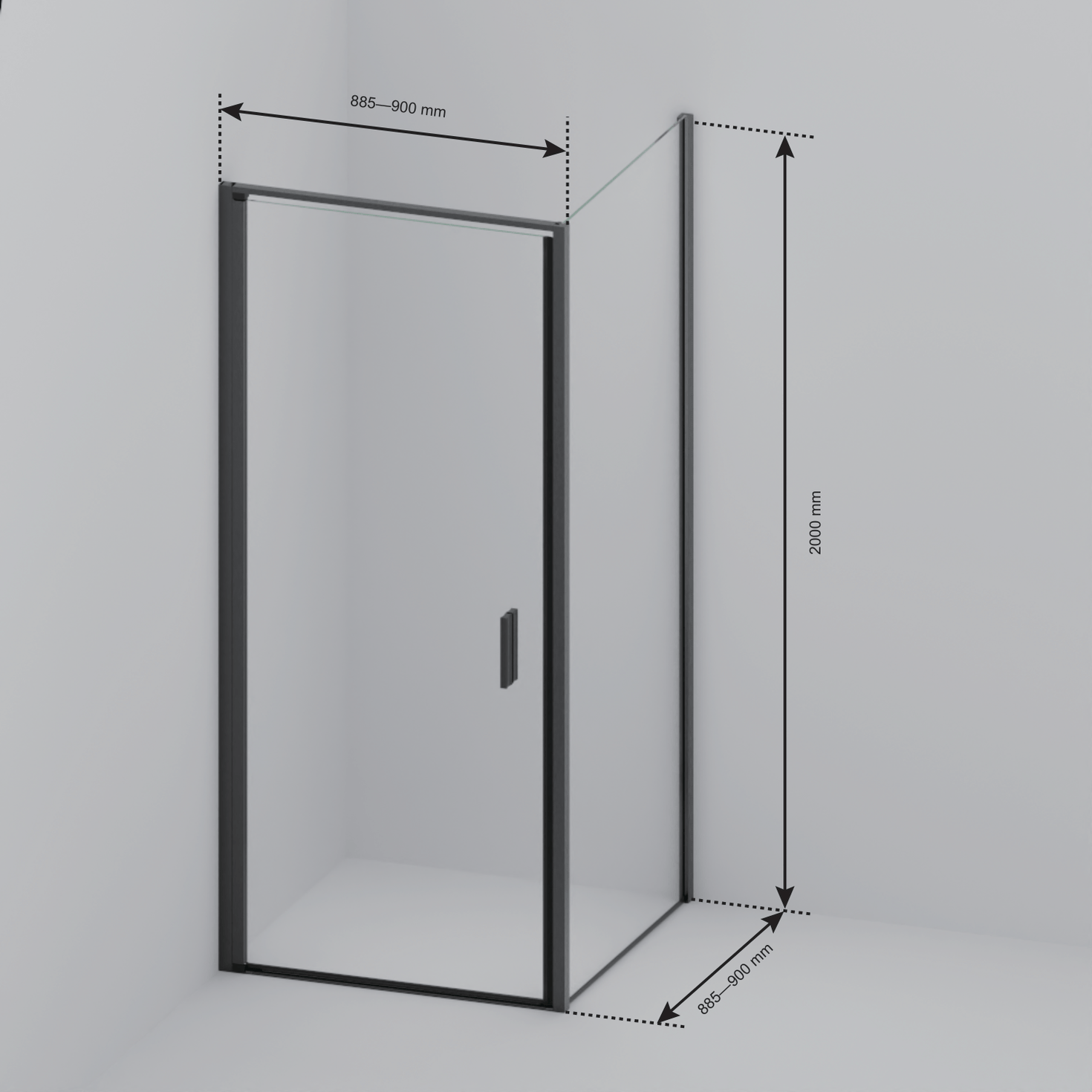 Douchecabine Bogota 90 x 90 x 200 cm - Zwart - Nano Coating - lomazoo.com