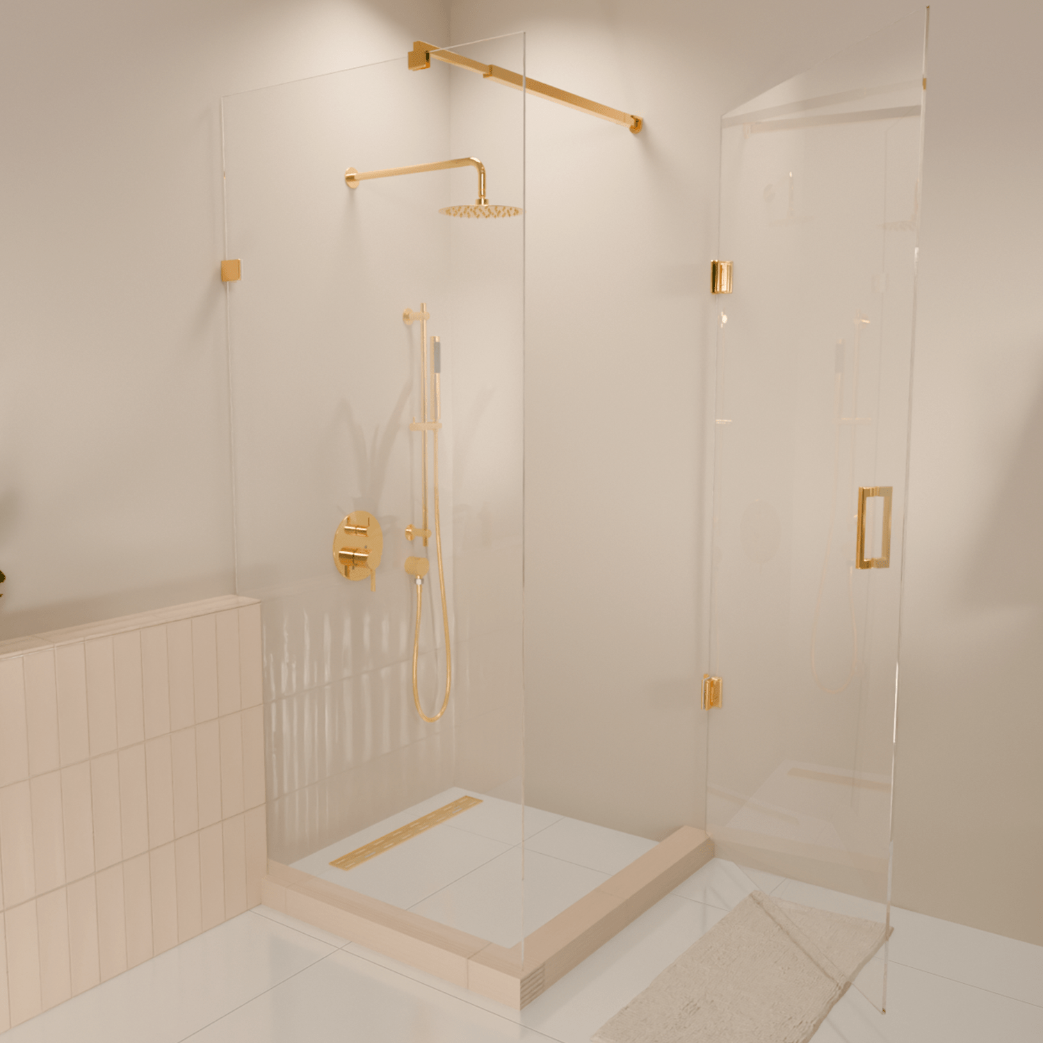 Douchecabine Cali 90 x 90 x 200 cm - Glanzend Goud - Nano Coating - Draaideur - lomazoo.com