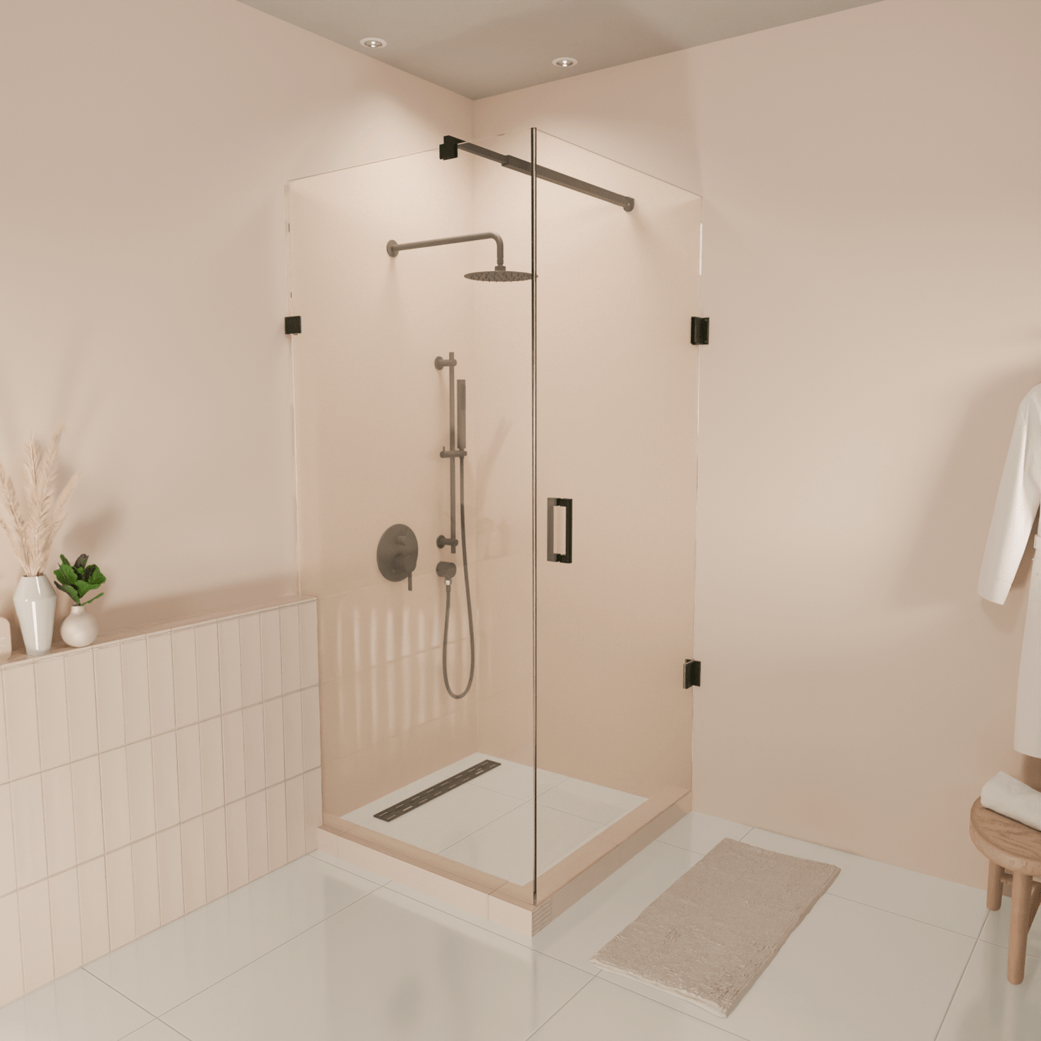 Douchecabine Cali 90 x 90 x 200 cm - Matzwart - Nano Coating - Draaideur - lomazoo.com
