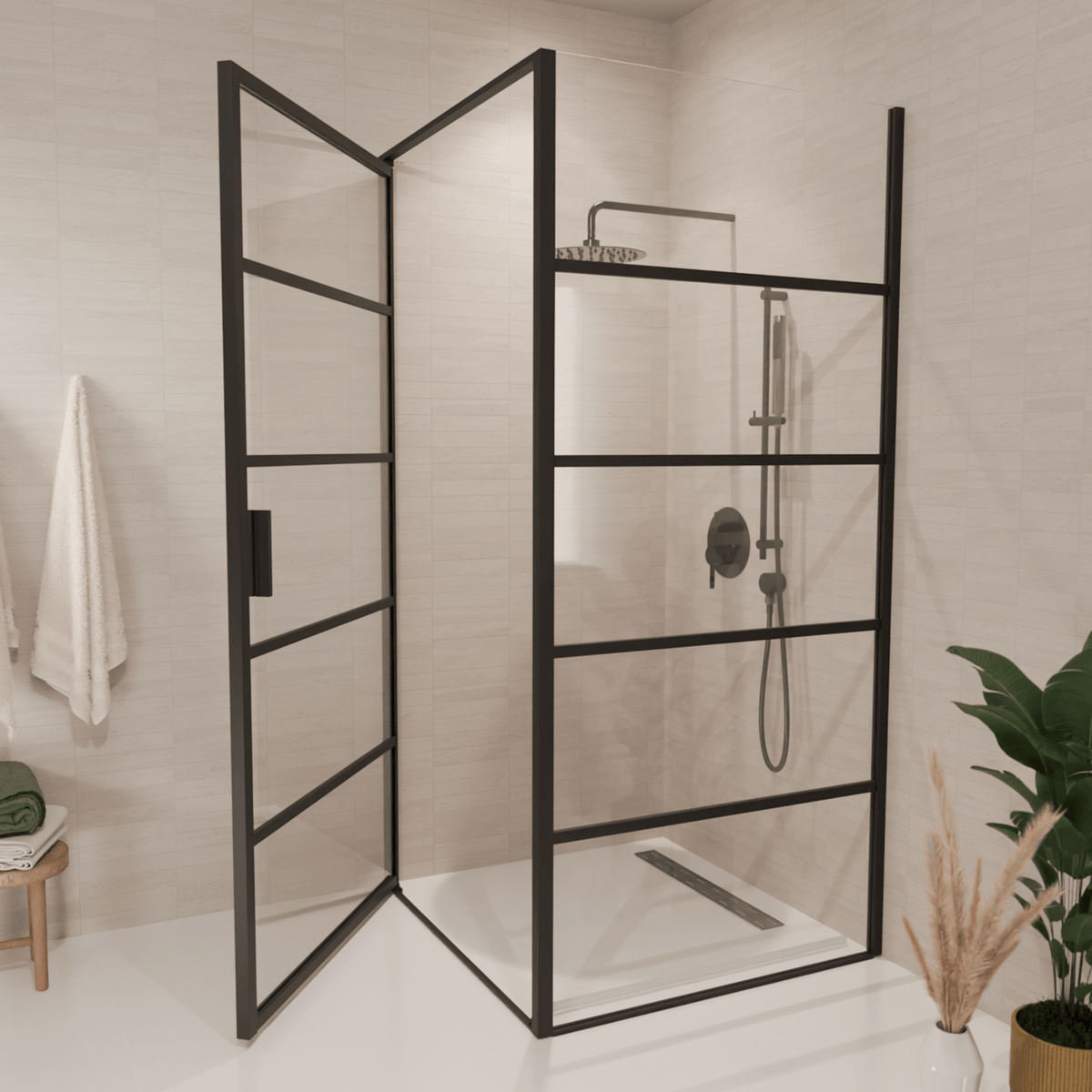 Douchecabine Cartagena 90 x 90 x 200 cm - Zwart - Met Strepen - Nano Coating - lomazoo.com