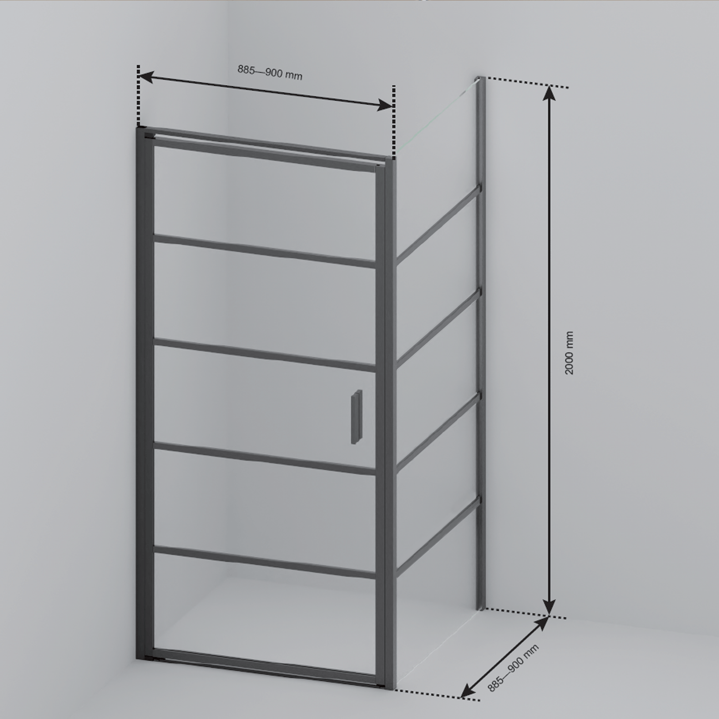 Douchecabine Cartagena 90 x 90 x 200 cm - Zwart - Met Strepen - Rookglas Nano Coating - lomazoo.com