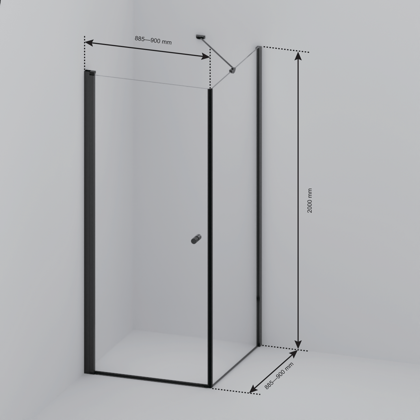 Douchecabine Medellin 90 x 90 x 200 cm - Chroom - Nano Coating - Draaideur - lomazoo.com