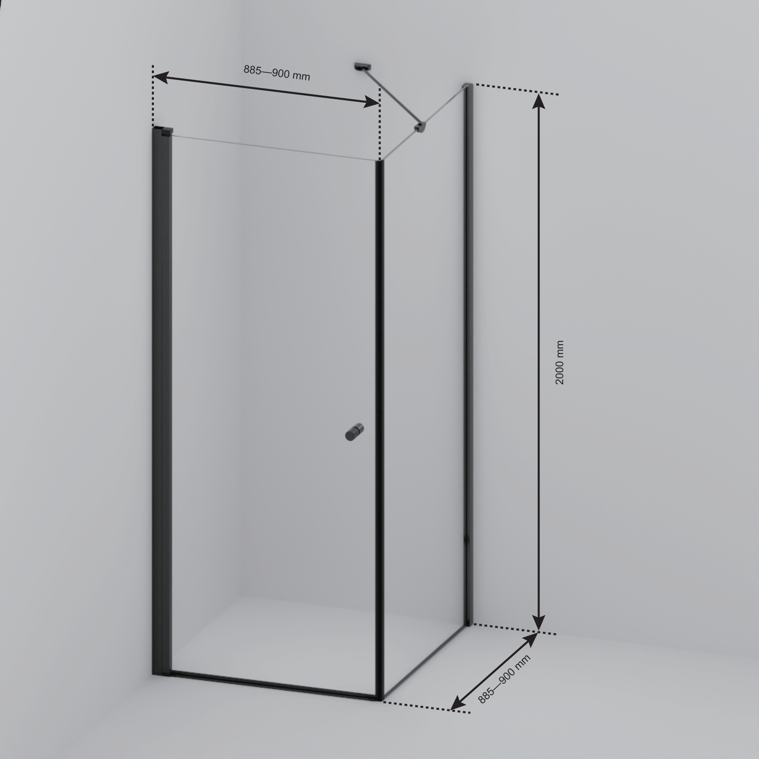 Douchecabine Medellin 90 x 90 x 200 cm - Glanzend Goud - Nano Coating - Draaideur - lomazoo.com