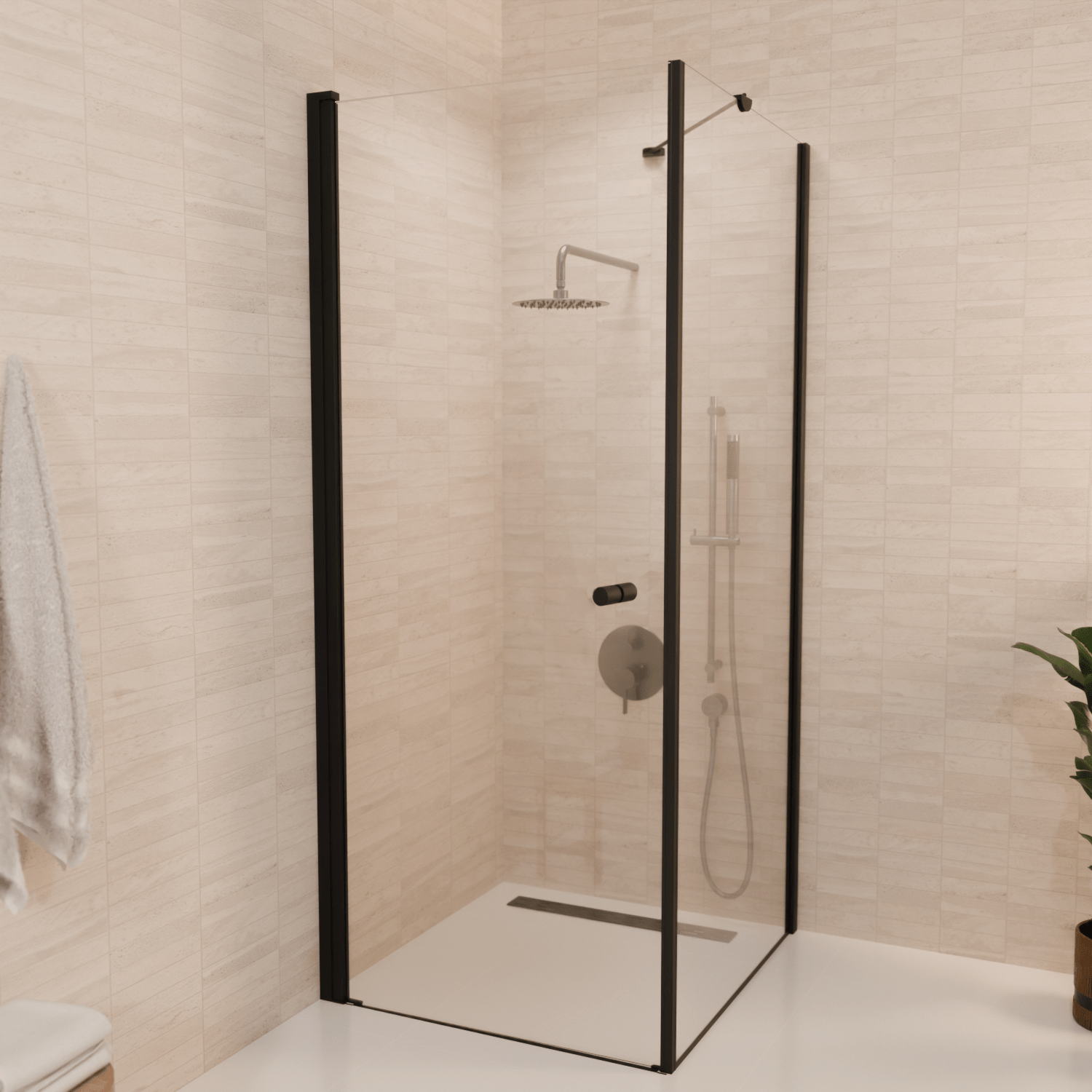 Douchecabine Medellin 90 x 90 x 200 cm - Zwart - Nano Coating - Draaideur - lomazoo.com