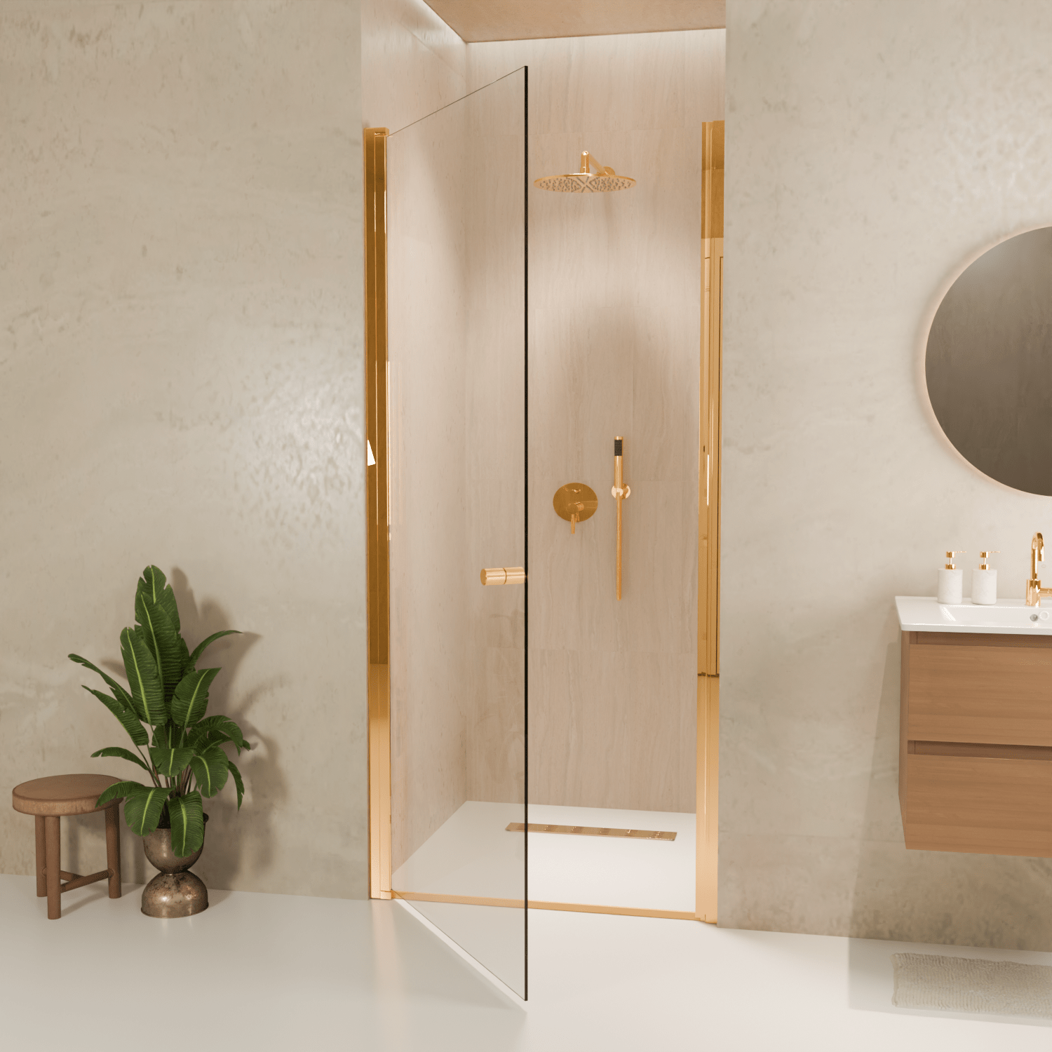 Douchedeur Rio 90 x 200 cm - Glanzend Goud - Nano Coating - lomazoo.com