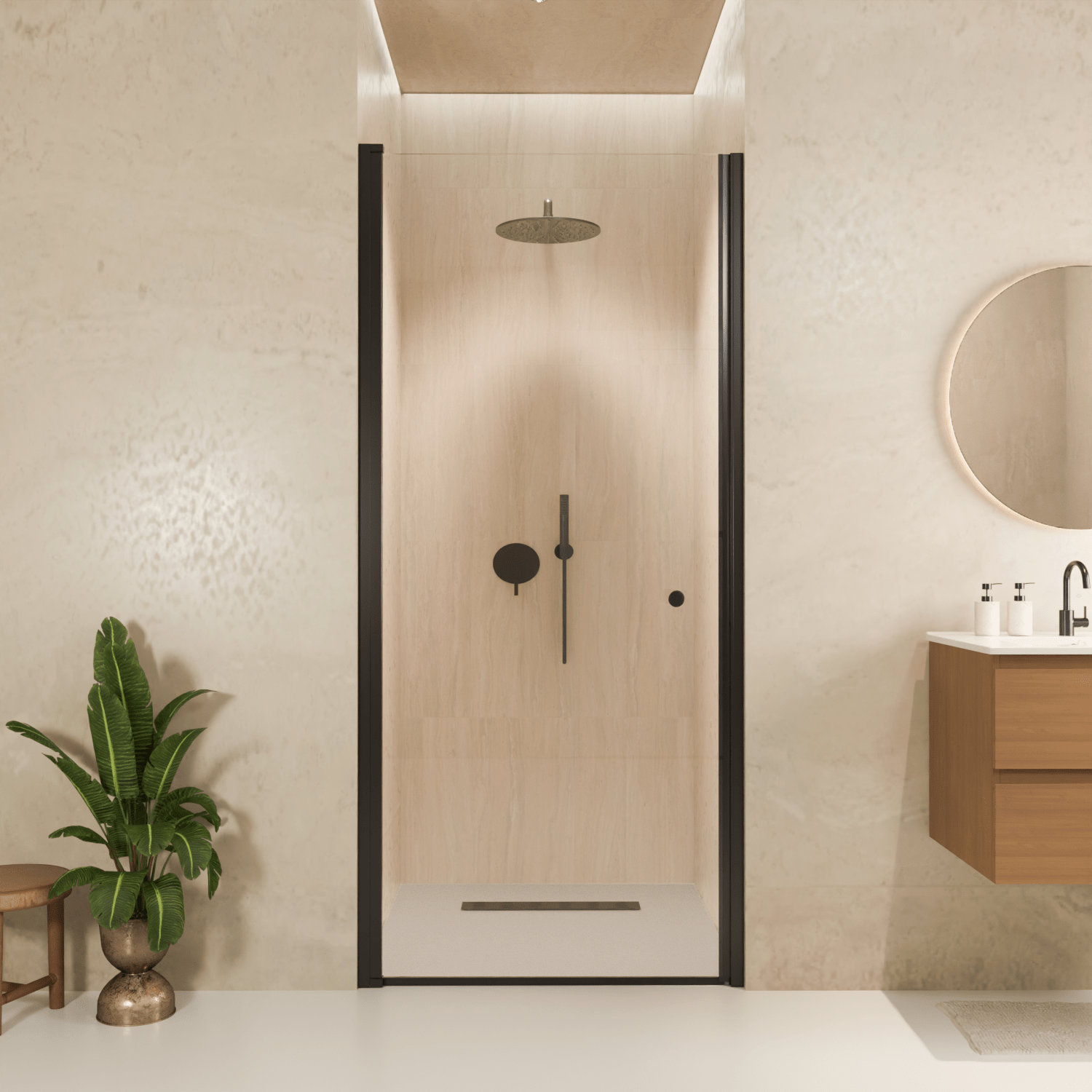 Douchedeur Rio 90 x 200 cm - Zwart - Nano Coating - Draaideur - lomazoo.com