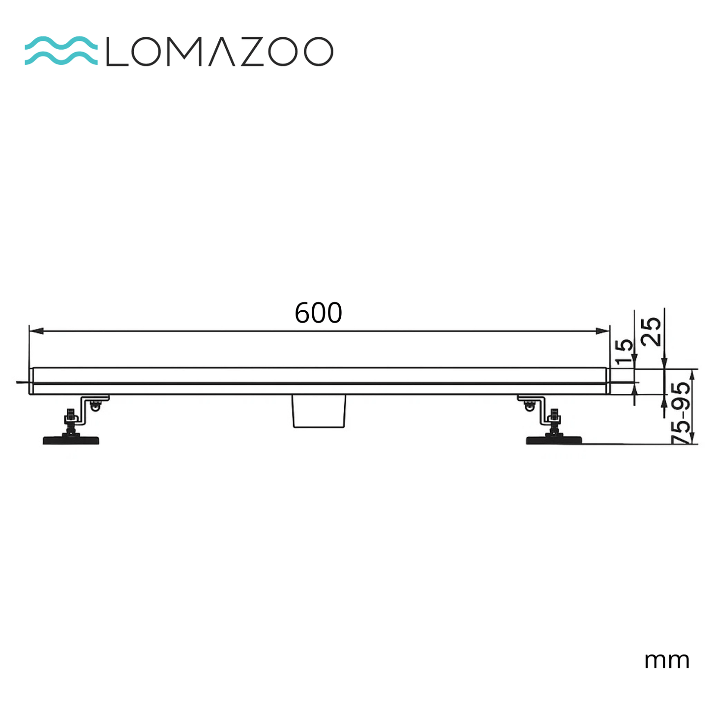 Douchegoot Cayma 60 cm - Matzwart - lomazoo.com