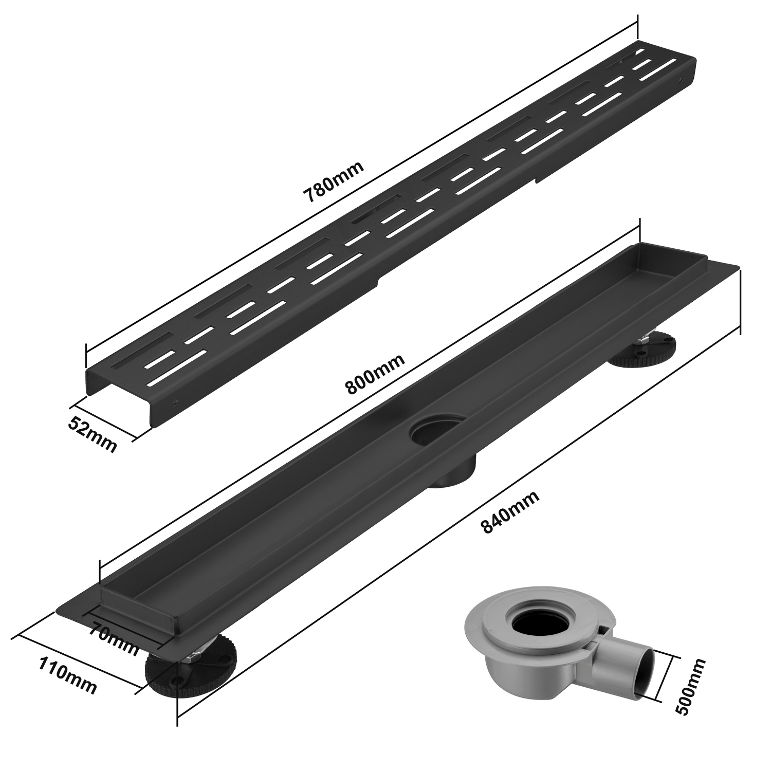 Douchegoot Cayma 80 cm - Matzwart - lomazoo.com