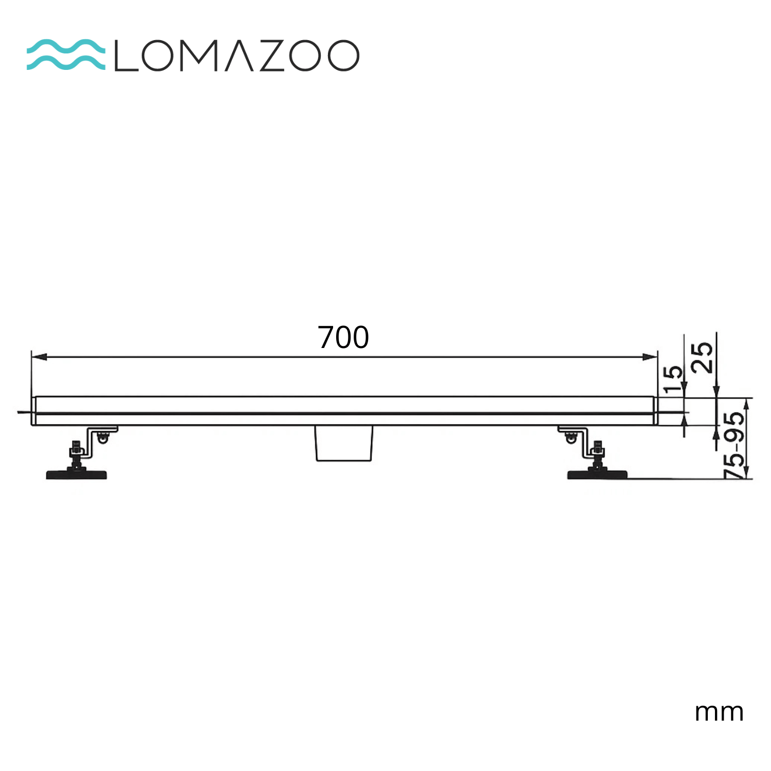 Douchegoot Nilo 70 cm - Geborsteld RVS - lomazoo.com
